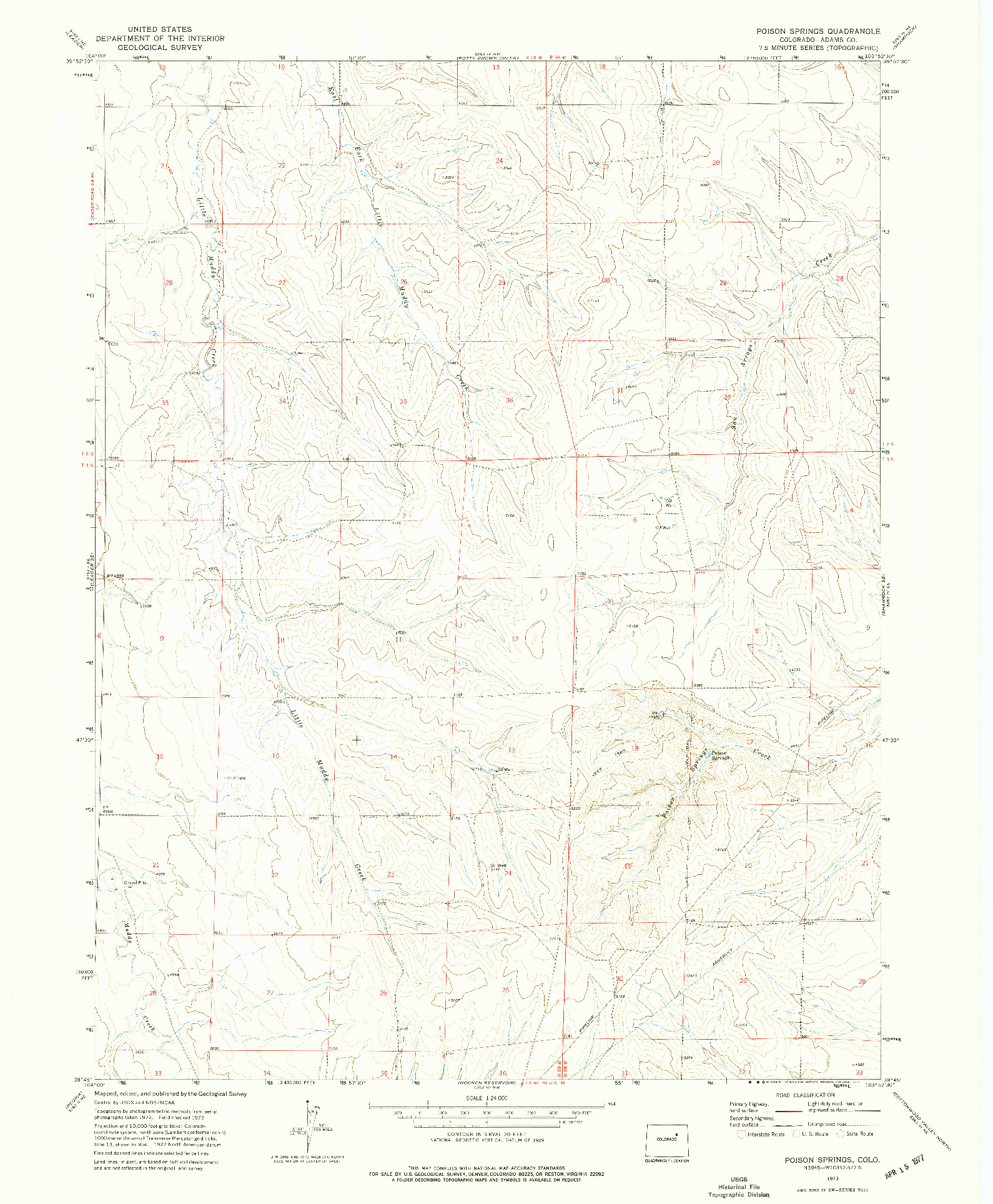 USGS 1:24000-SCALE QUADRANGLE FOR POISON SPRINGS, CO 1973