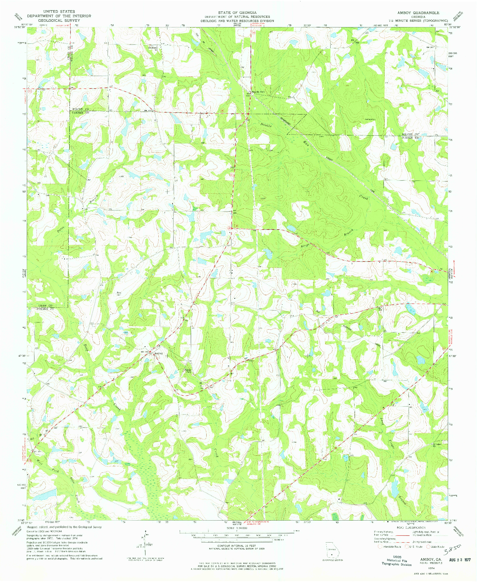 USGS 1:24000-SCALE QUADRANGLE FOR AMBOY, GA 1974