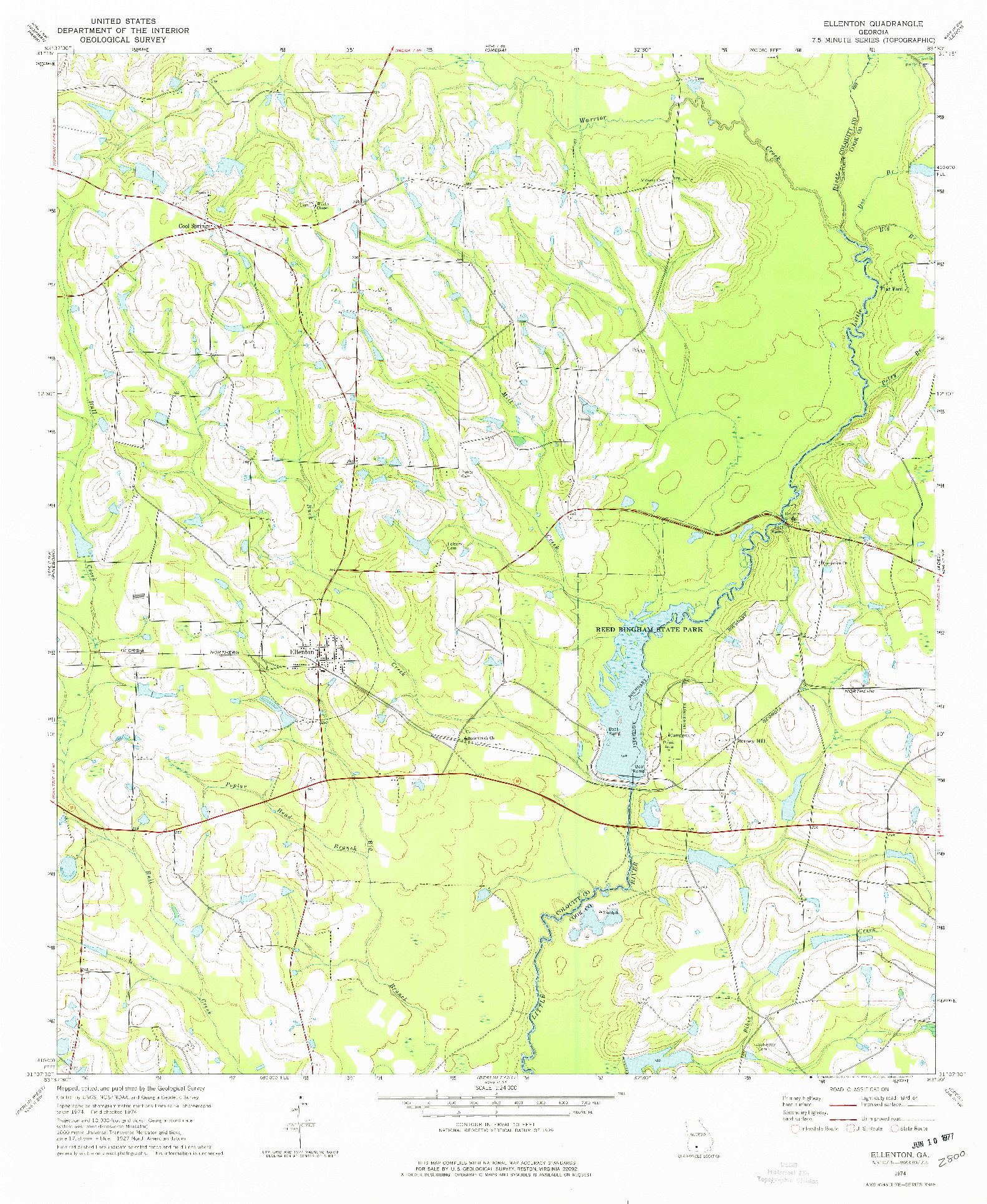USGS 1:24000-SCALE QUADRANGLE FOR ELLENTON, GA 1974