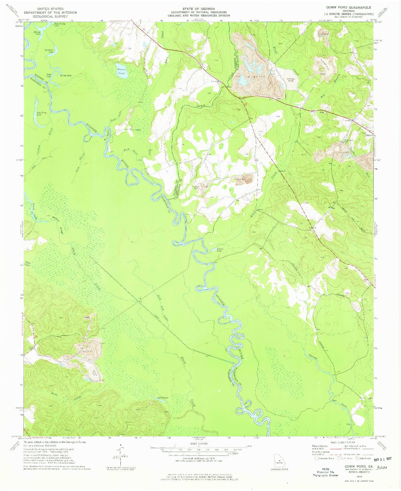 USGS 1:24000-SCALE QUADRANGLE FOR GUMM POND, GA 1973