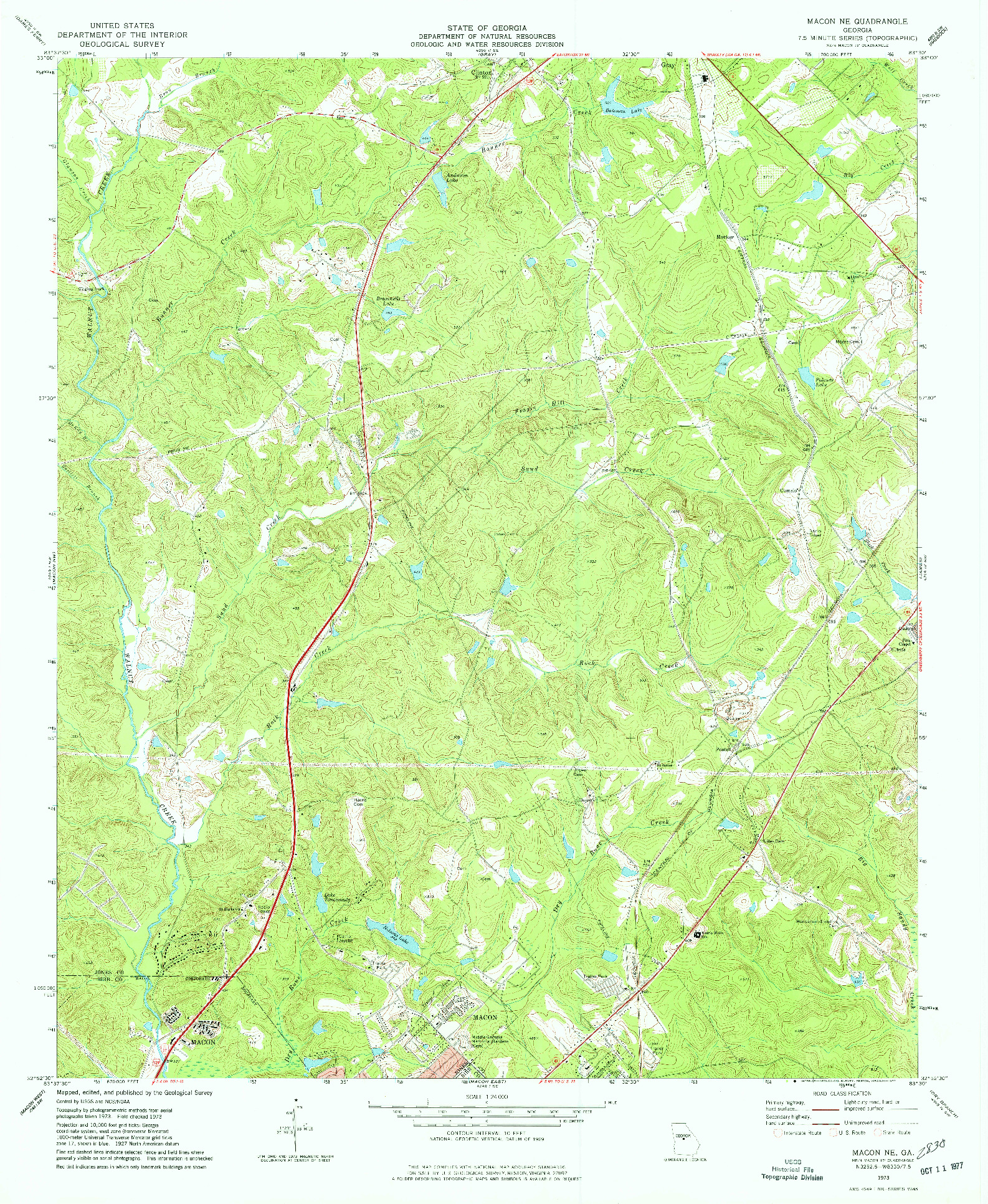USGS 1:24000-SCALE QUADRANGLE FOR MACON NE, GA 1973