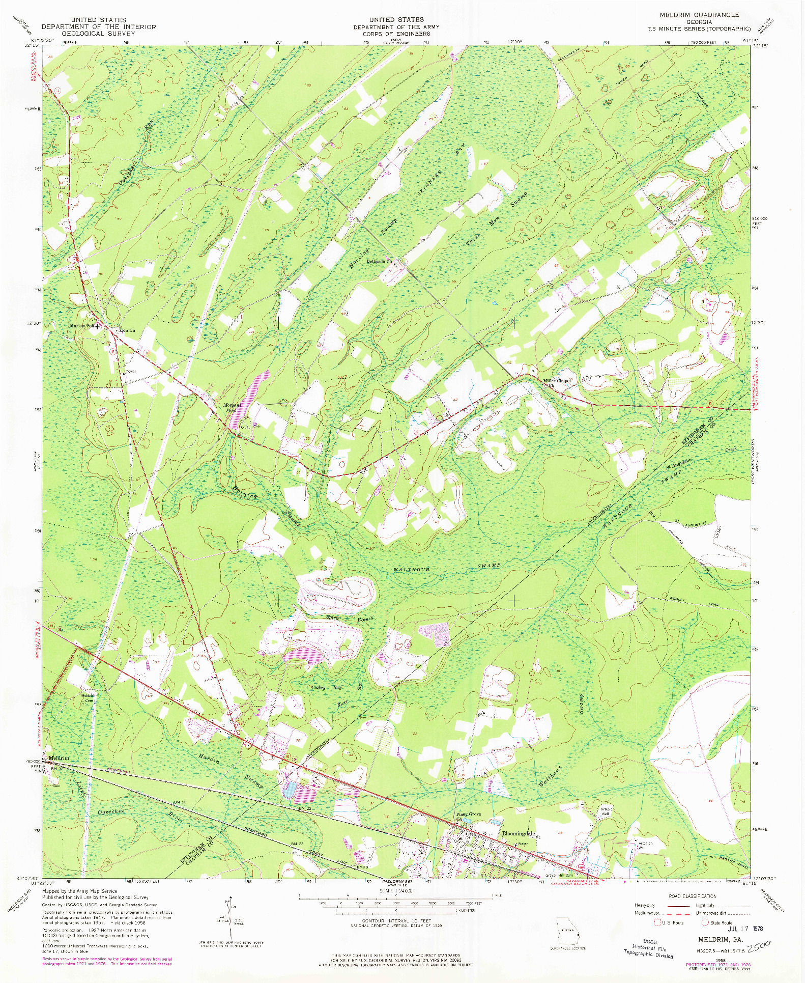 USGS 1:24000-SCALE QUADRANGLE FOR MELDRIM, GA 1958