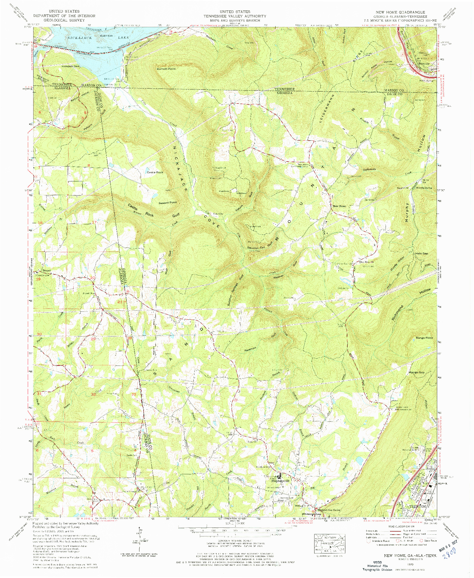 USGS 1:24000-SCALE QUADRANGLE FOR NEW HOME, GA 1970