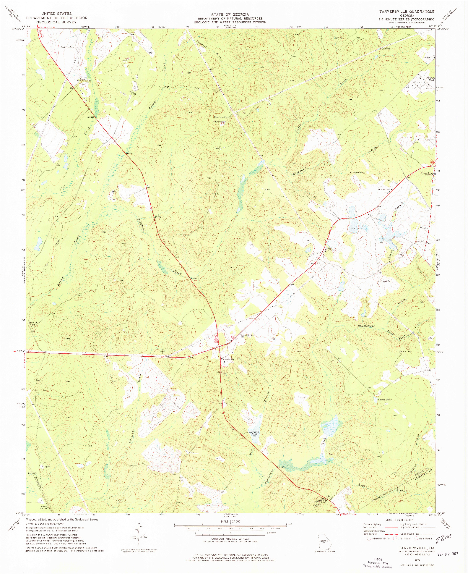 USGS 1:24000-SCALE QUADRANGLE FOR TARVERSVILLE, GA 1973