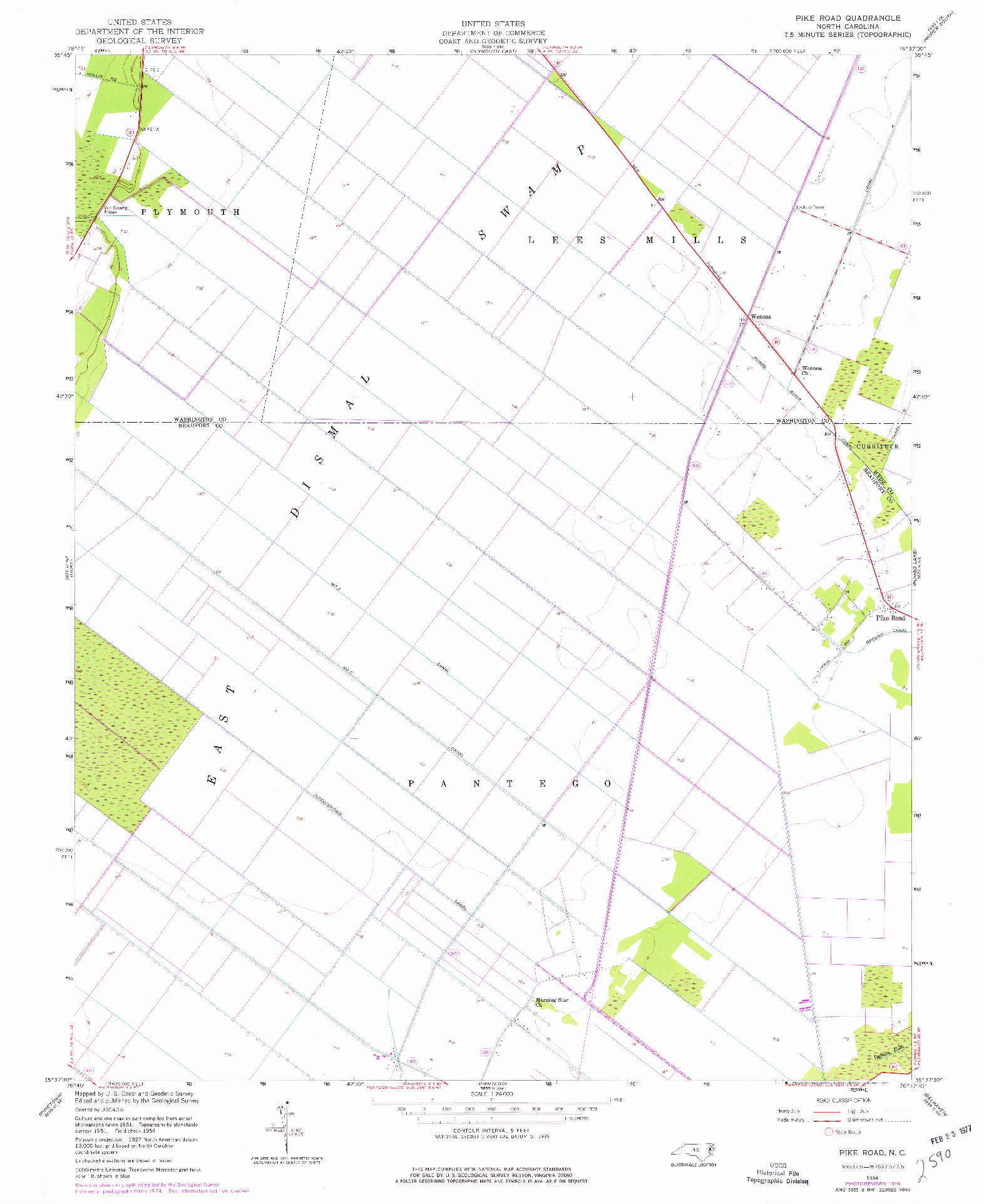 USGS 1:24000-SCALE QUADRANGLE FOR PIKE ROAD, NC 1954