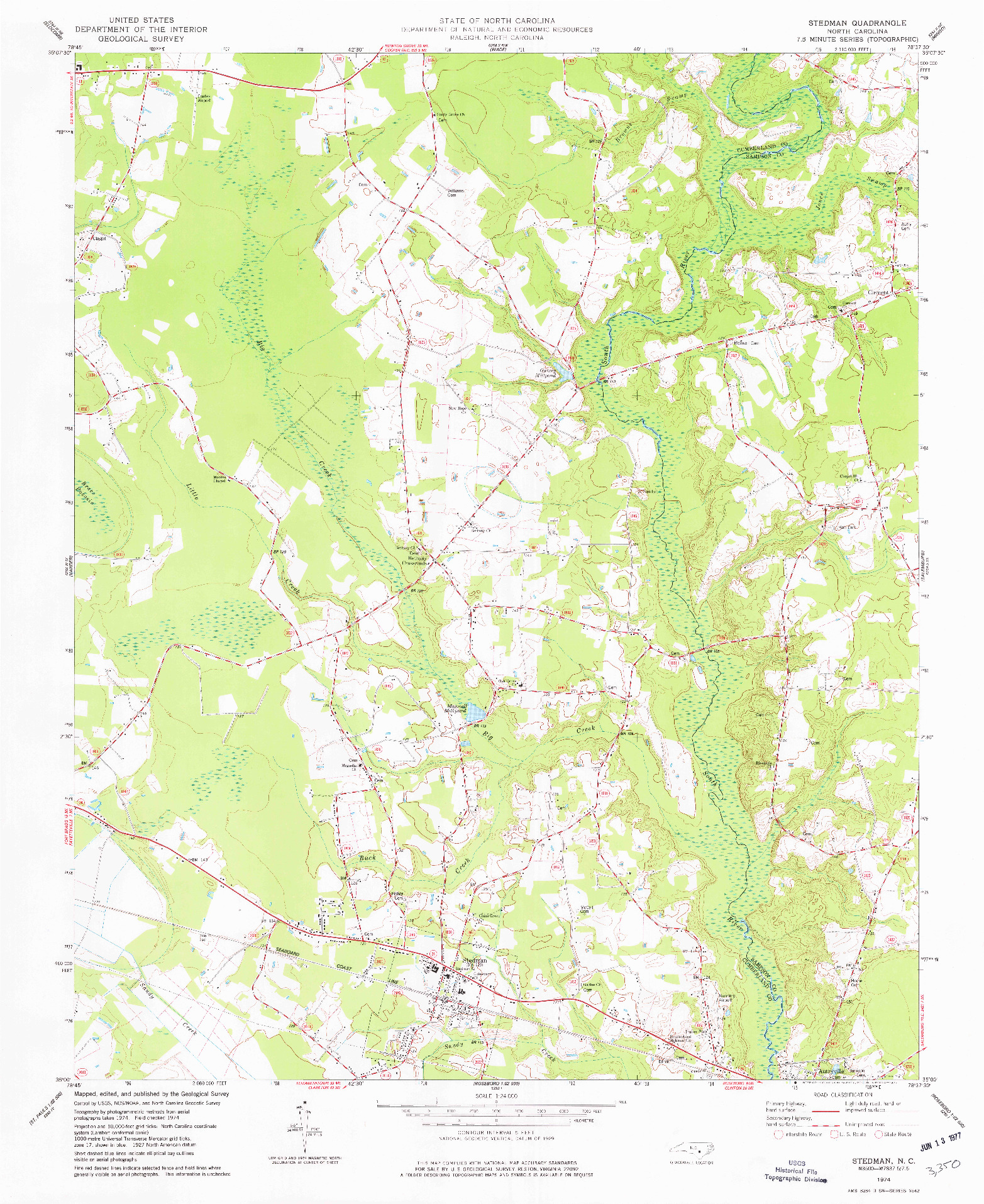 USGS 1:24000-SCALE QUADRANGLE FOR STEDMAN, NC 1974