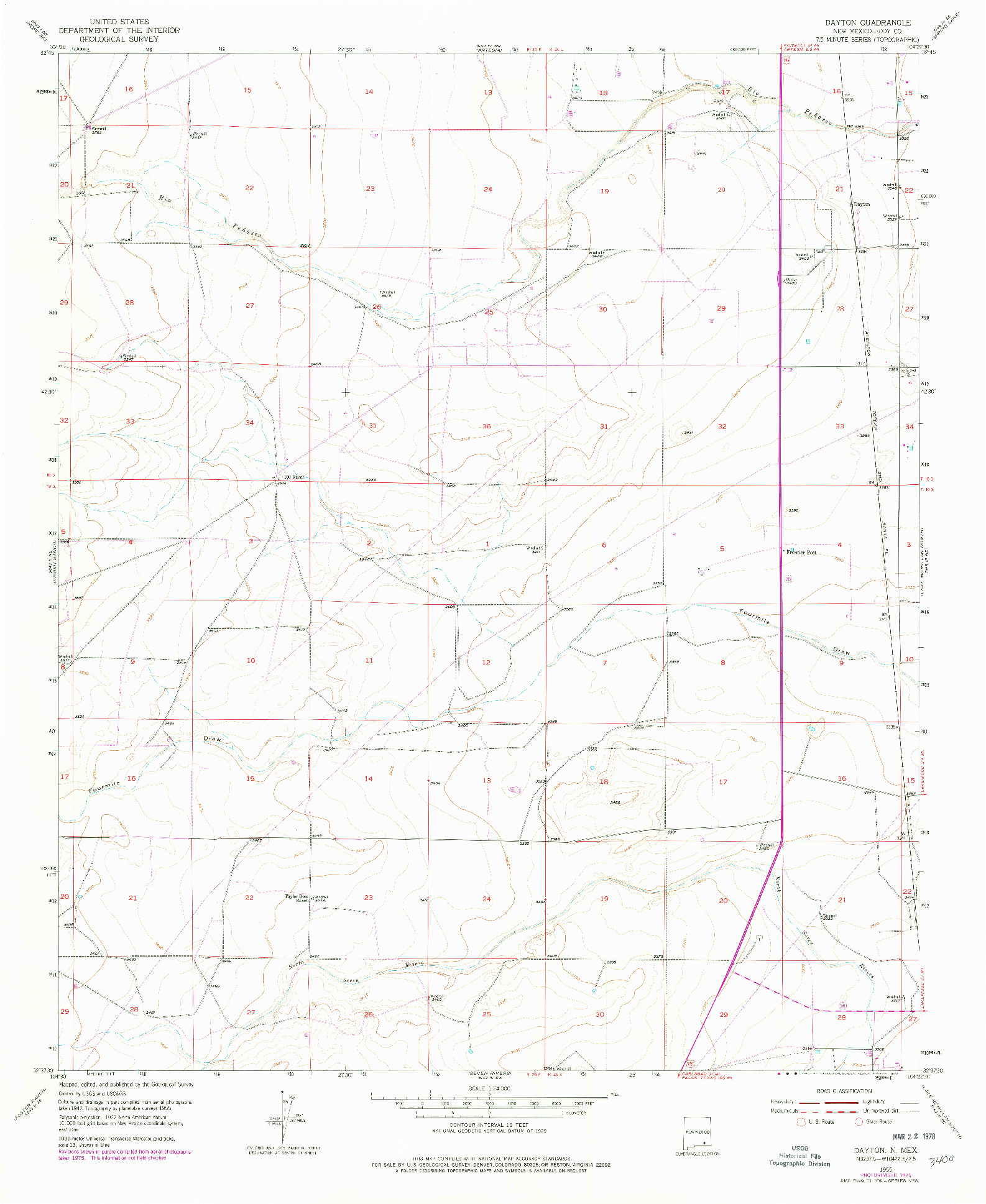 USGS 1:24000-SCALE QUADRANGLE FOR DAYTON, NM 1955