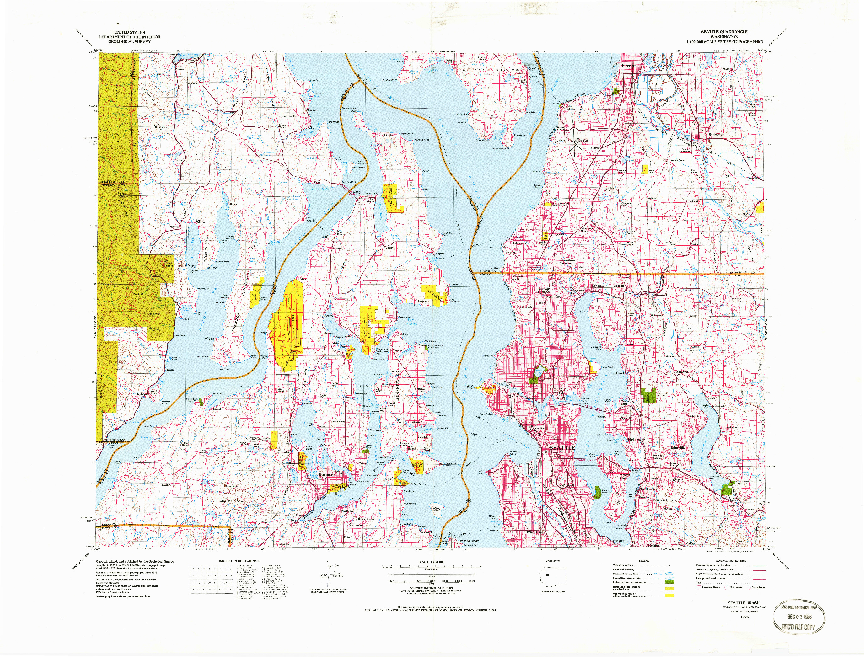 USGS 1:100000-SCALE QUADRANGLE FOR SEATTLE, WA 1975