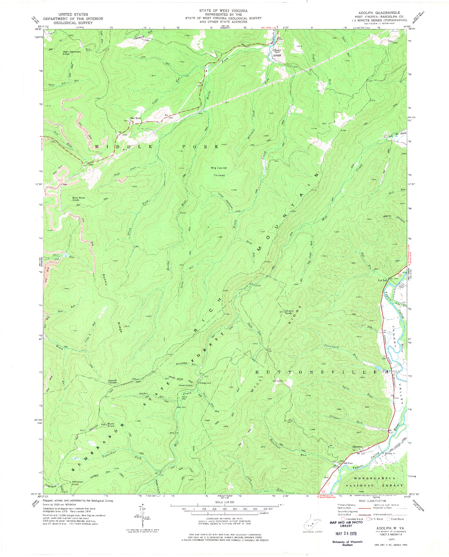 USGS 1:24000-SCALE QUADRANGLE FOR ADOLPH, WV 1977