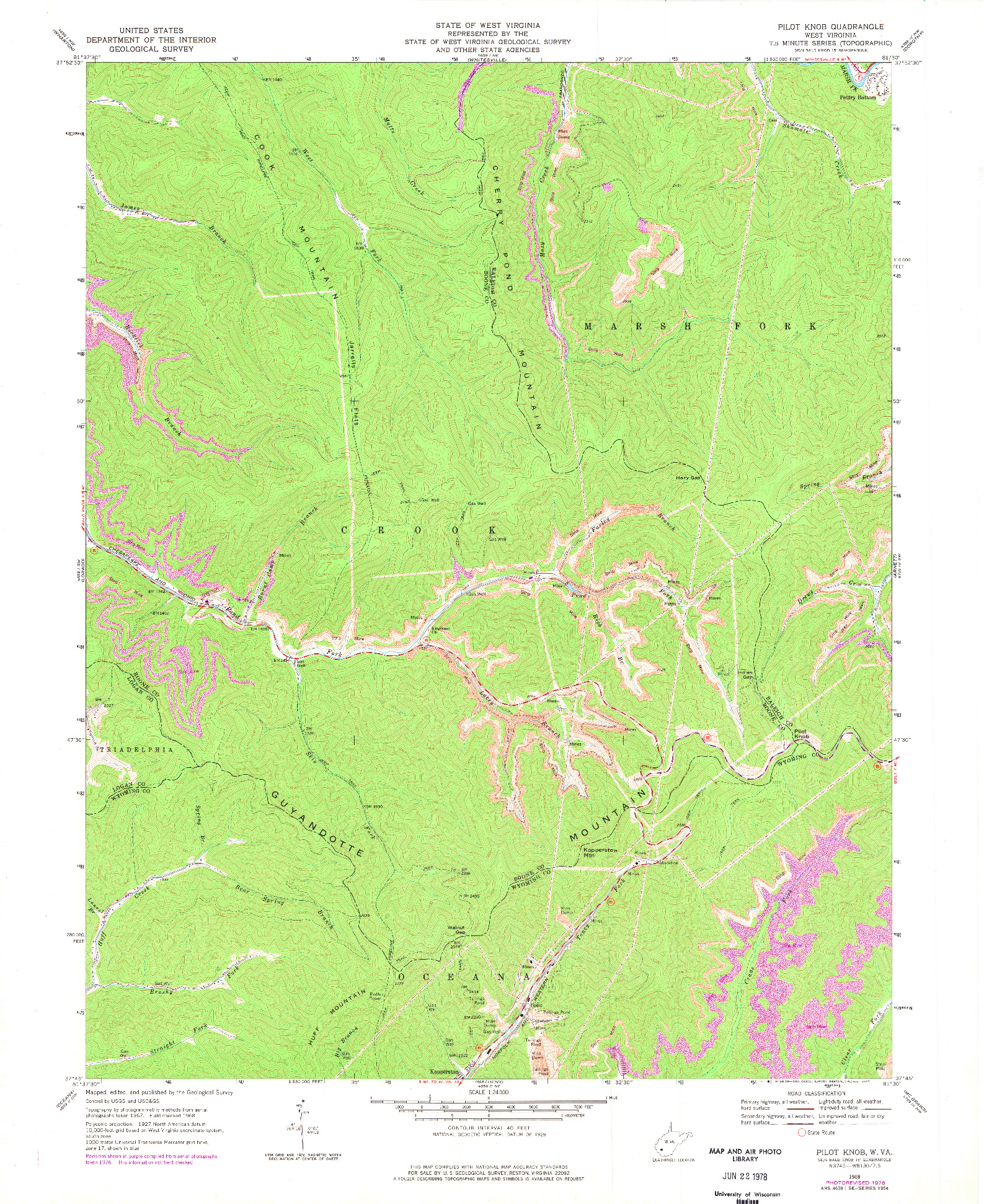 USGS 1:24000-SCALE QUADRANGLE FOR PILOT KNOB, WV 1968