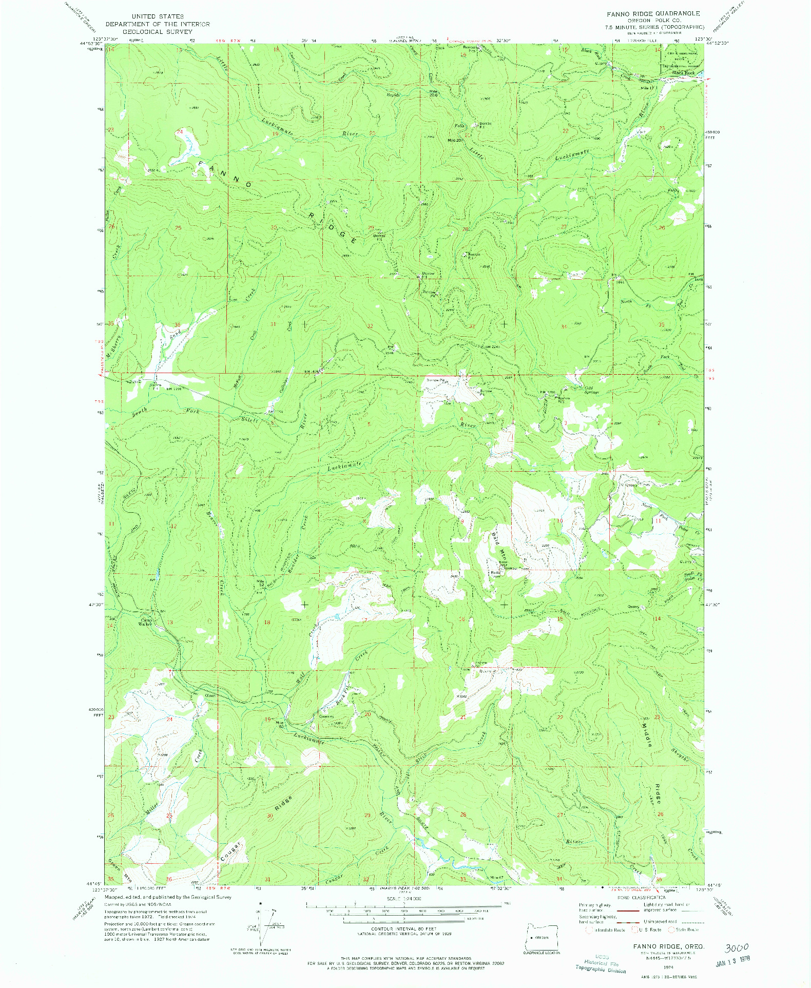 USGS 1:24000-SCALE QUADRANGLE FOR FANNO RIDGE, OR 1974