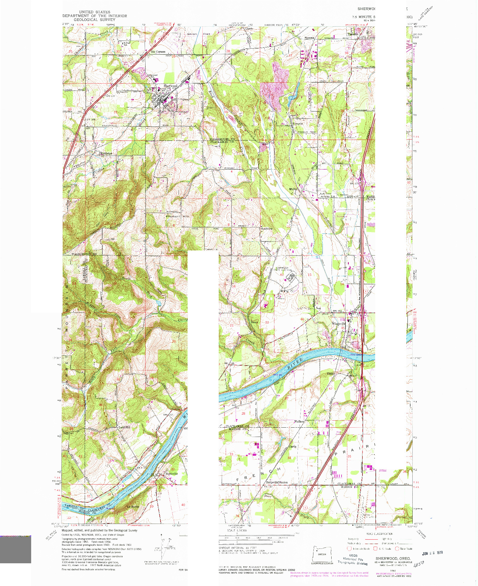 USGS 1:24000-SCALE QUADRANGLE FOR SHERWOOD, OR 1961