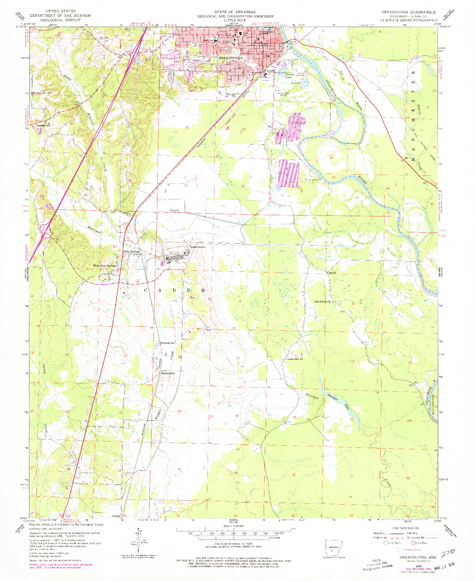 USGS 1:24000-SCALE QUADRANGLE FOR ARKADELPHIA, AR 1959