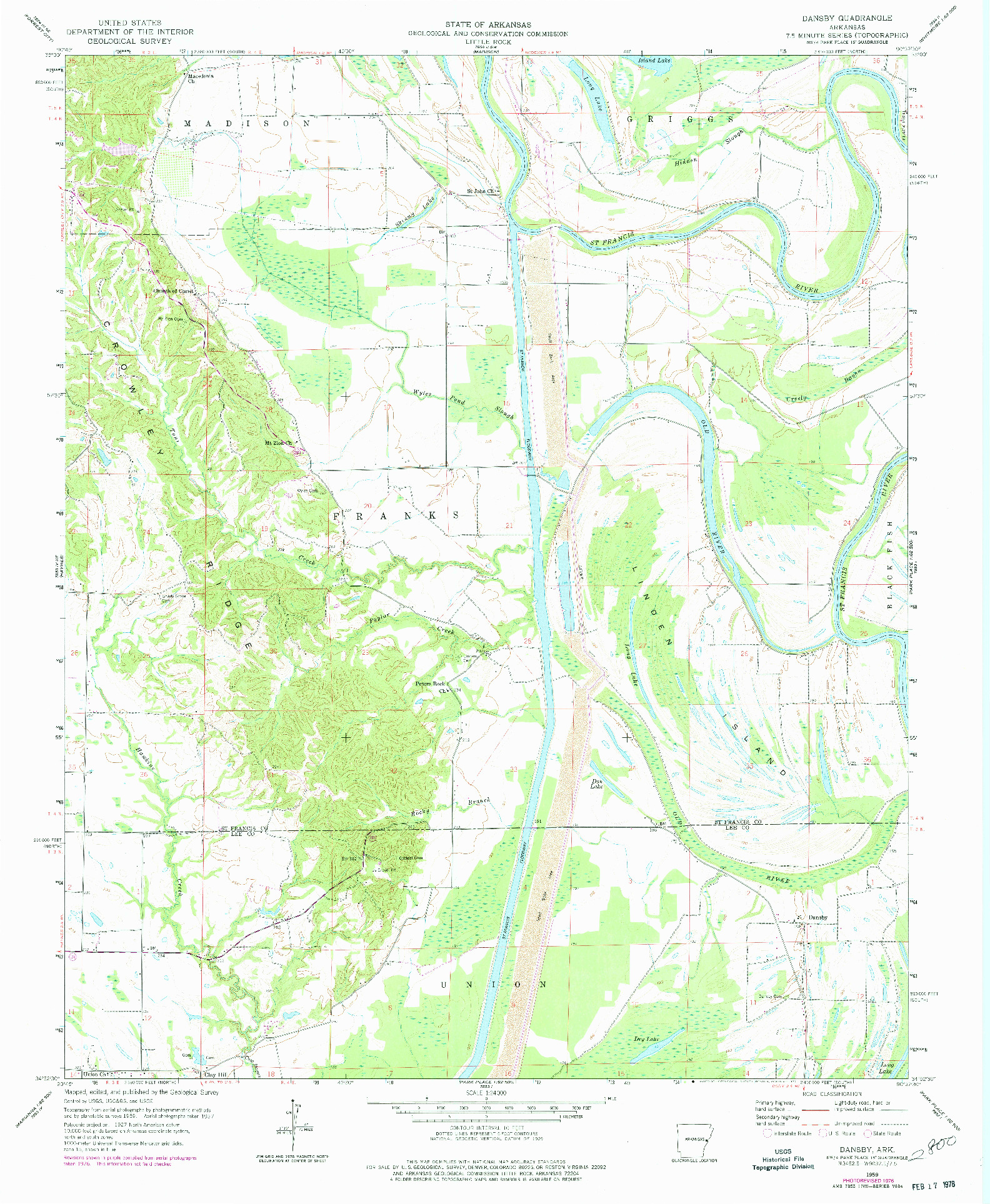 USGS 1:24000-SCALE QUADRANGLE FOR DANSBY, AR 1959