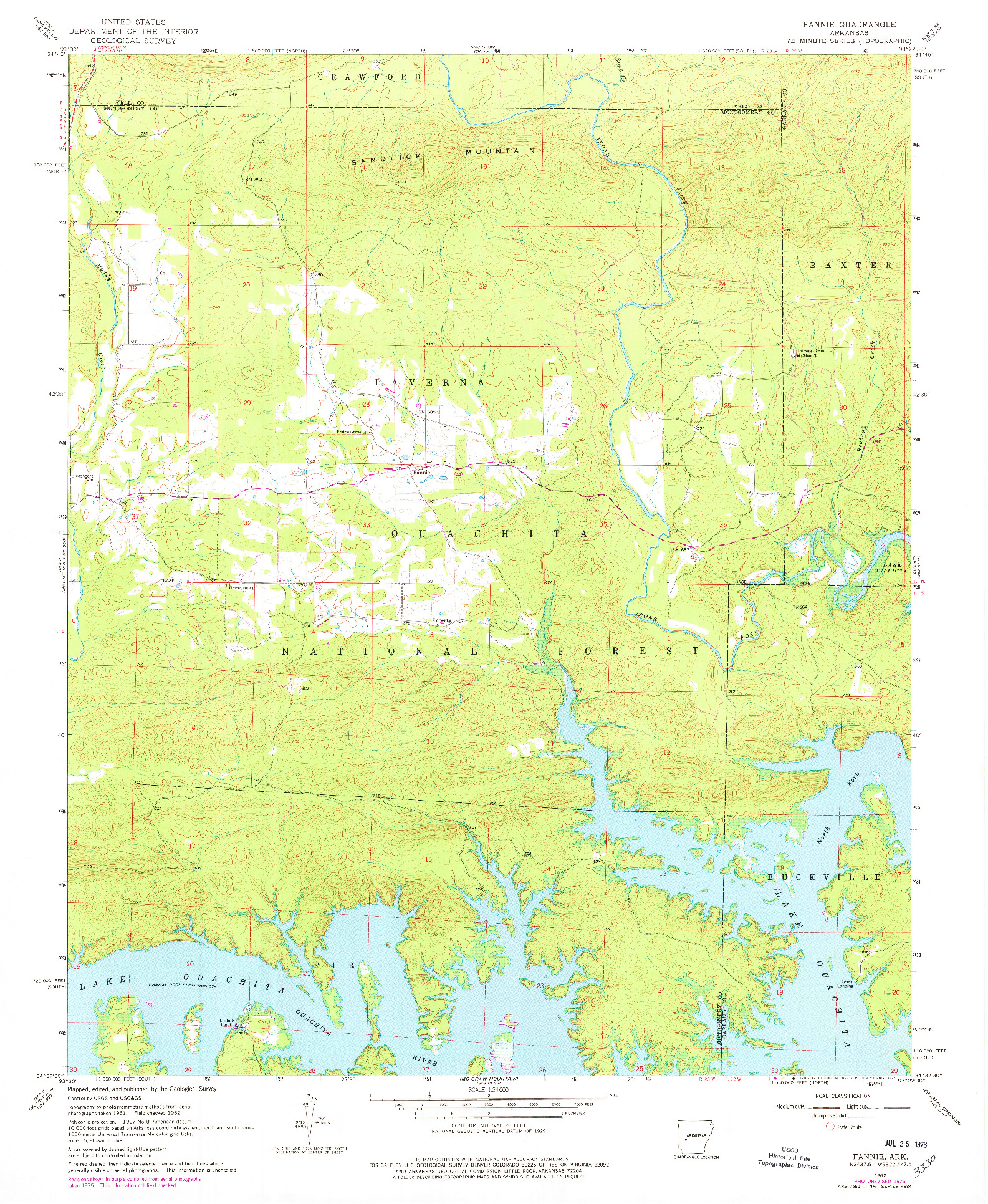 USGS 1:24000-SCALE QUADRANGLE FOR FANNIE, AR 1962