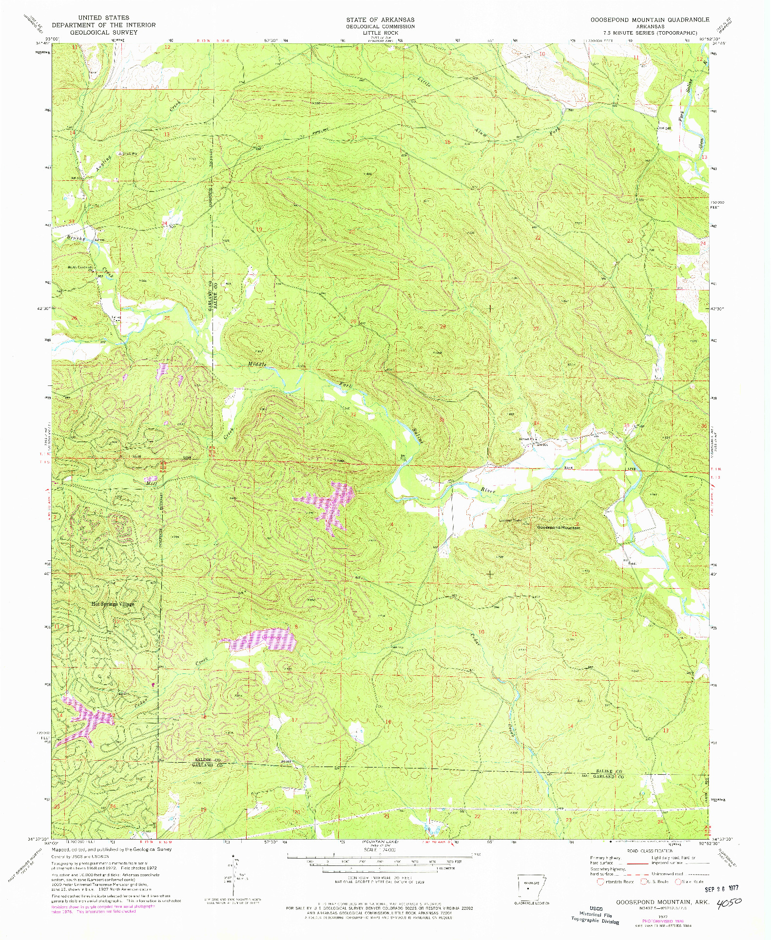 USGS 1:24000-SCALE QUADRANGLE FOR GOOSEPOND MOUNTAIN, AR 1972