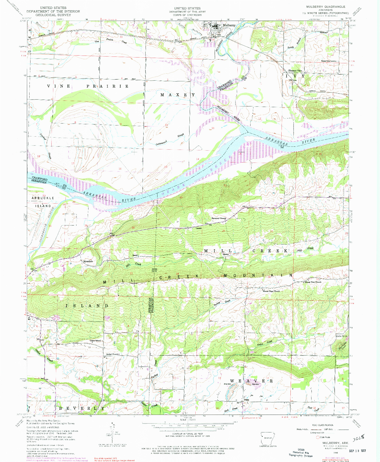 USGS 1:24000-SCALE QUADRANGLE FOR MULBERRY, AR 1948