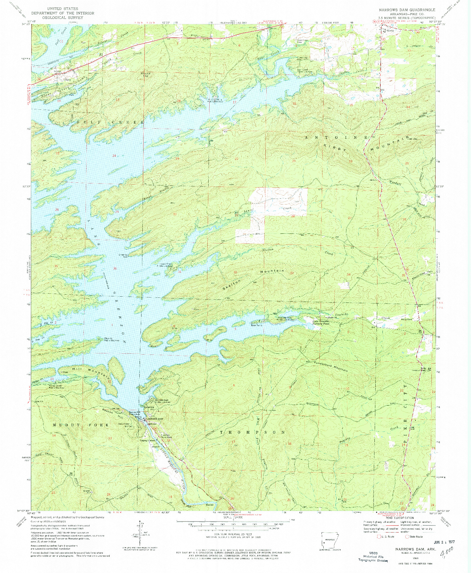 USGS 1:24000-SCALE QUADRANGLE FOR NARROWS DAM, AR 1969