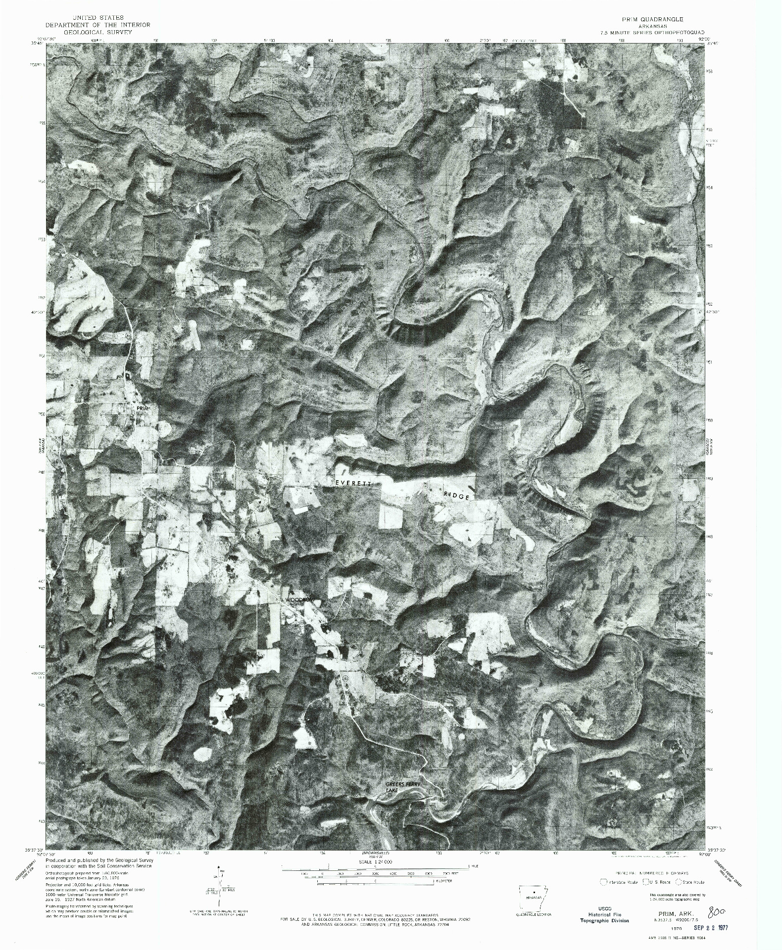 USGS 1:24000-SCALE QUADRANGLE FOR PRIM, AR 1976