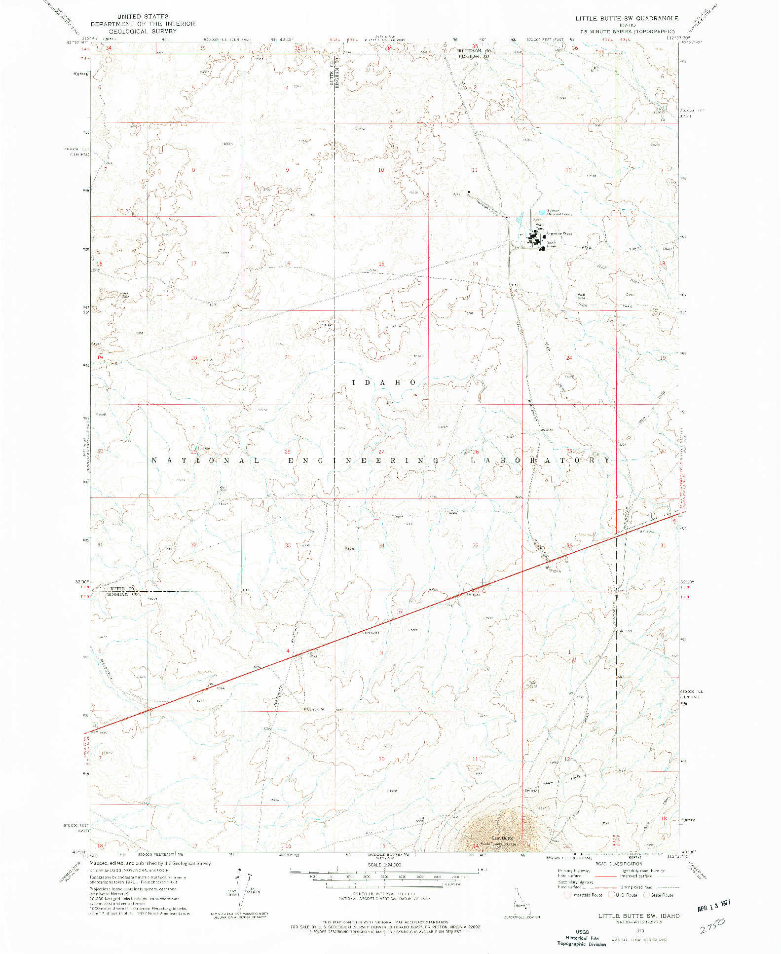 USGS 1:24000-SCALE QUADRANGLE FOR LITTLE BUTTE SW, ID 1973