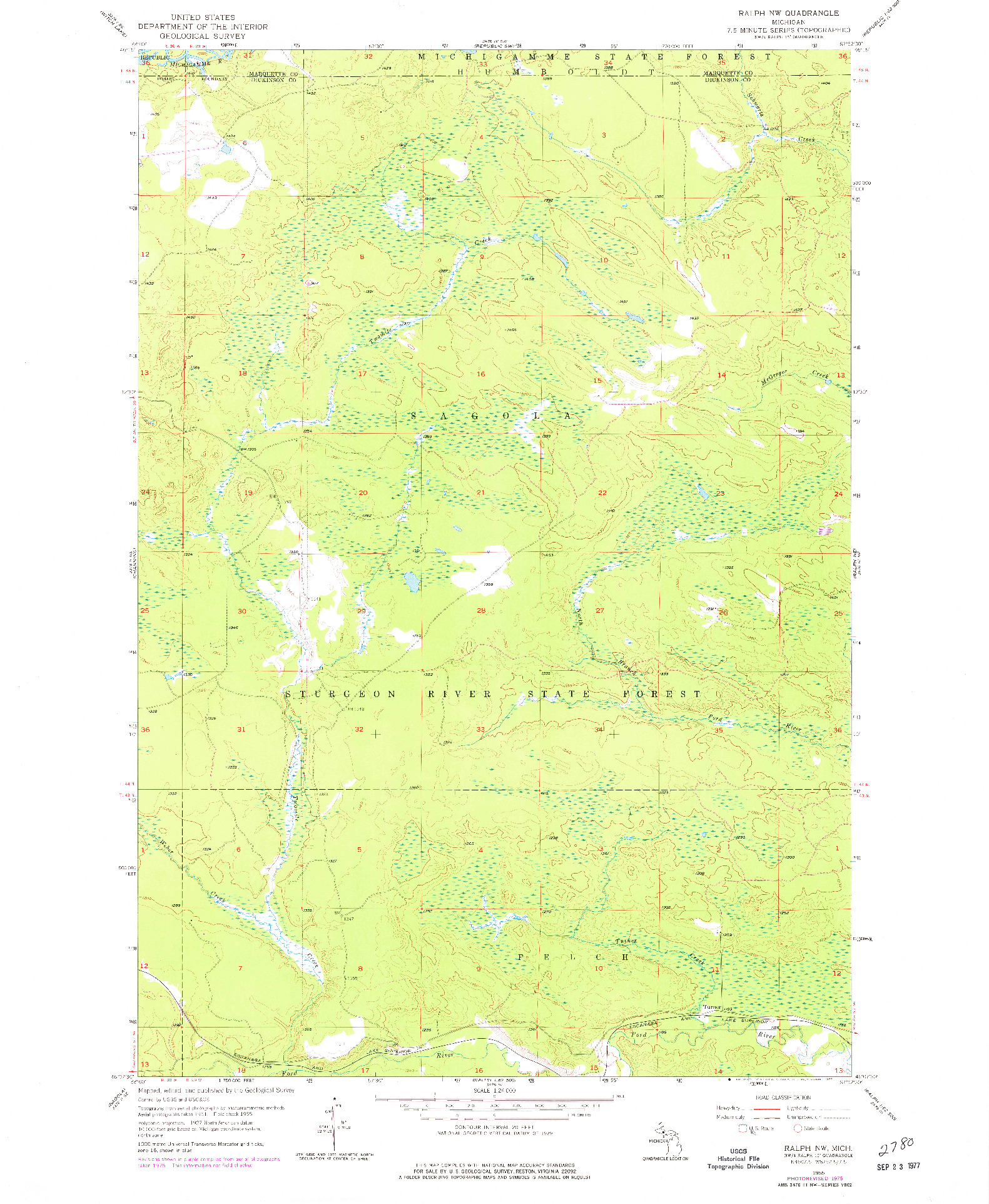 USGS 1:24000-SCALE QUADRANGLE FOR RALPH NW, MI 1955