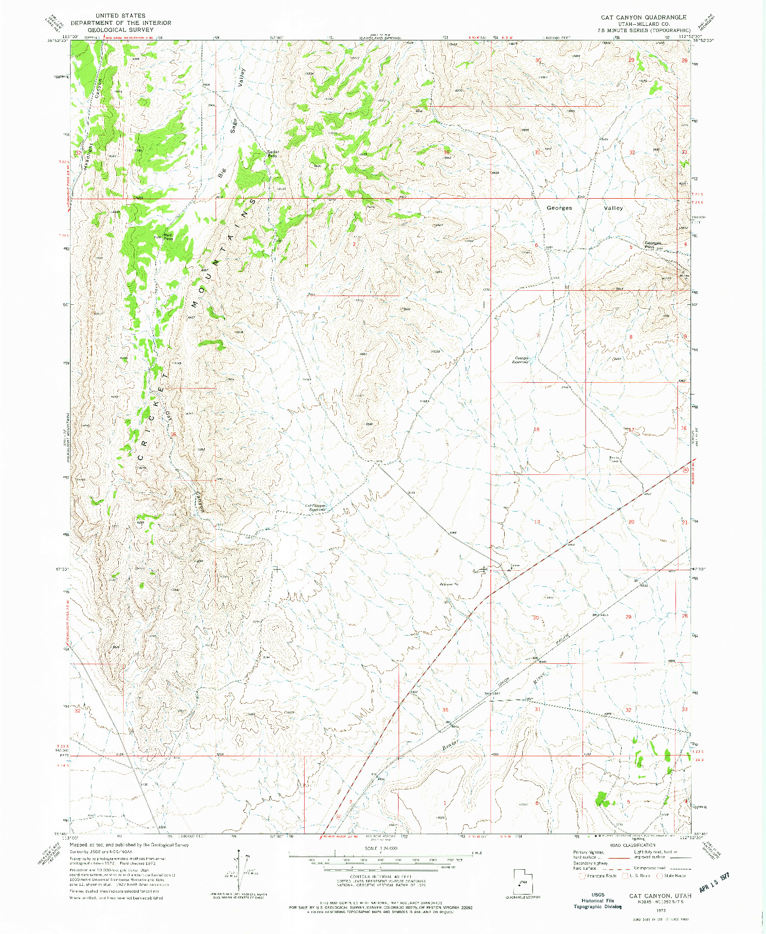 USGS 1:24000-SCALE QUADRANGLE FOR CAT CANYON, UT 1973