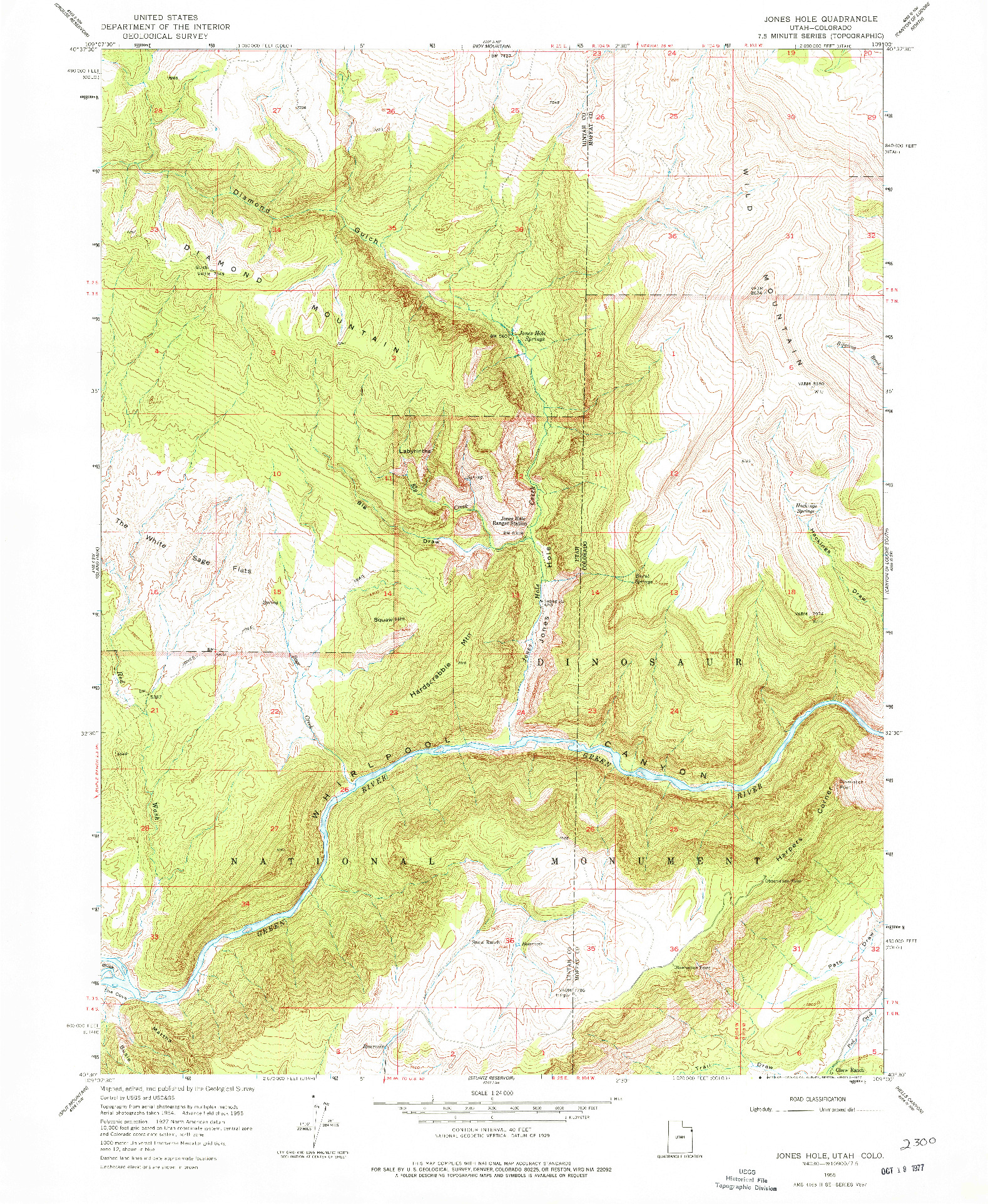 USGS 1:24000-SCALE QUADRANGLE FOR JONES HOLE, UT 1955