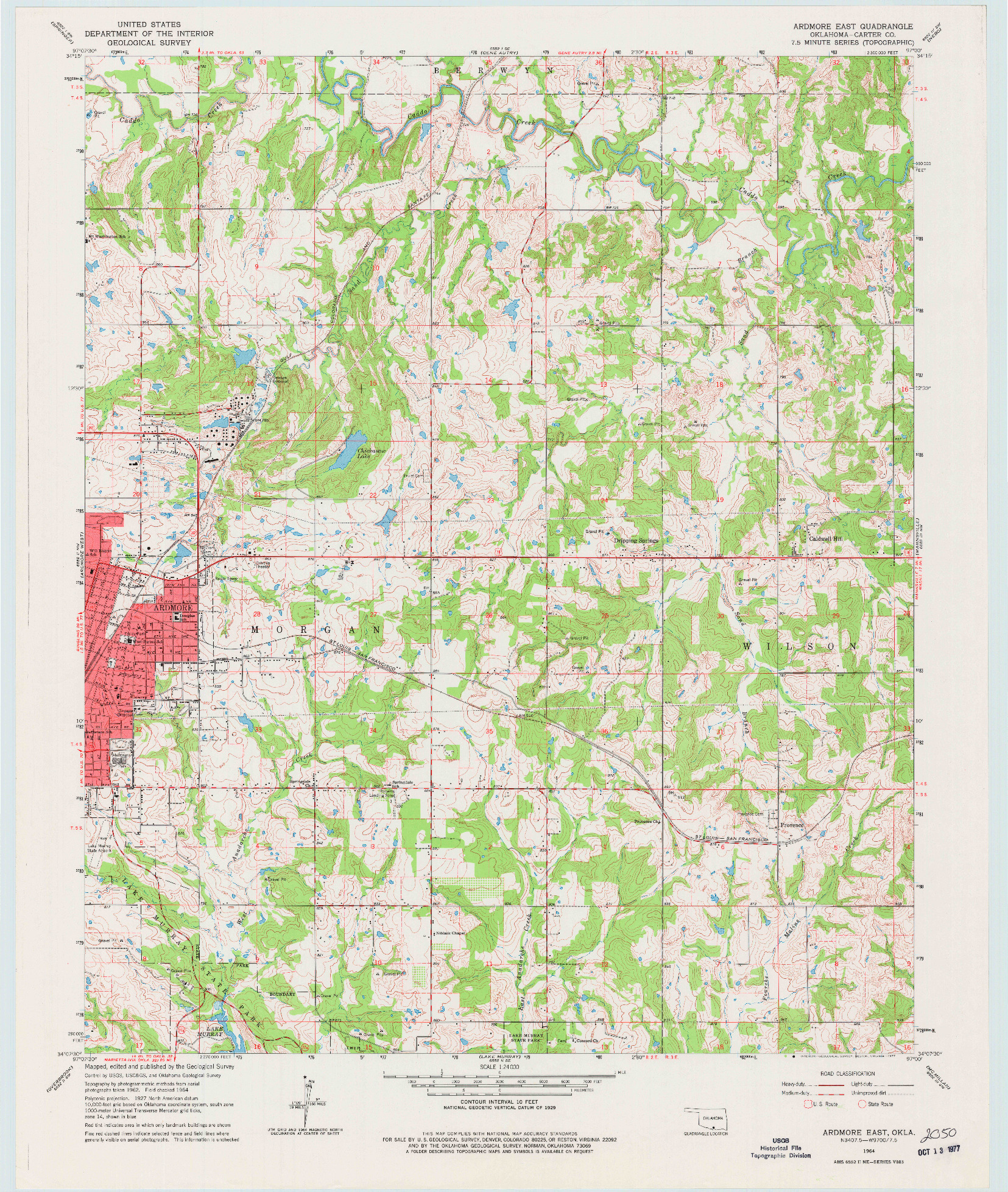 USGS 1:24000-SCALE QUADRANGLE FOR ARDMORE EAST, OK 1964