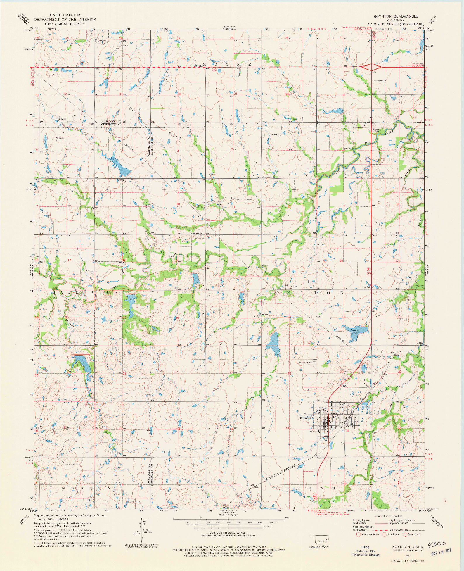 USGS 1:24000-SCALE QUADRANGLE FOR BOYNTON, OK 1971