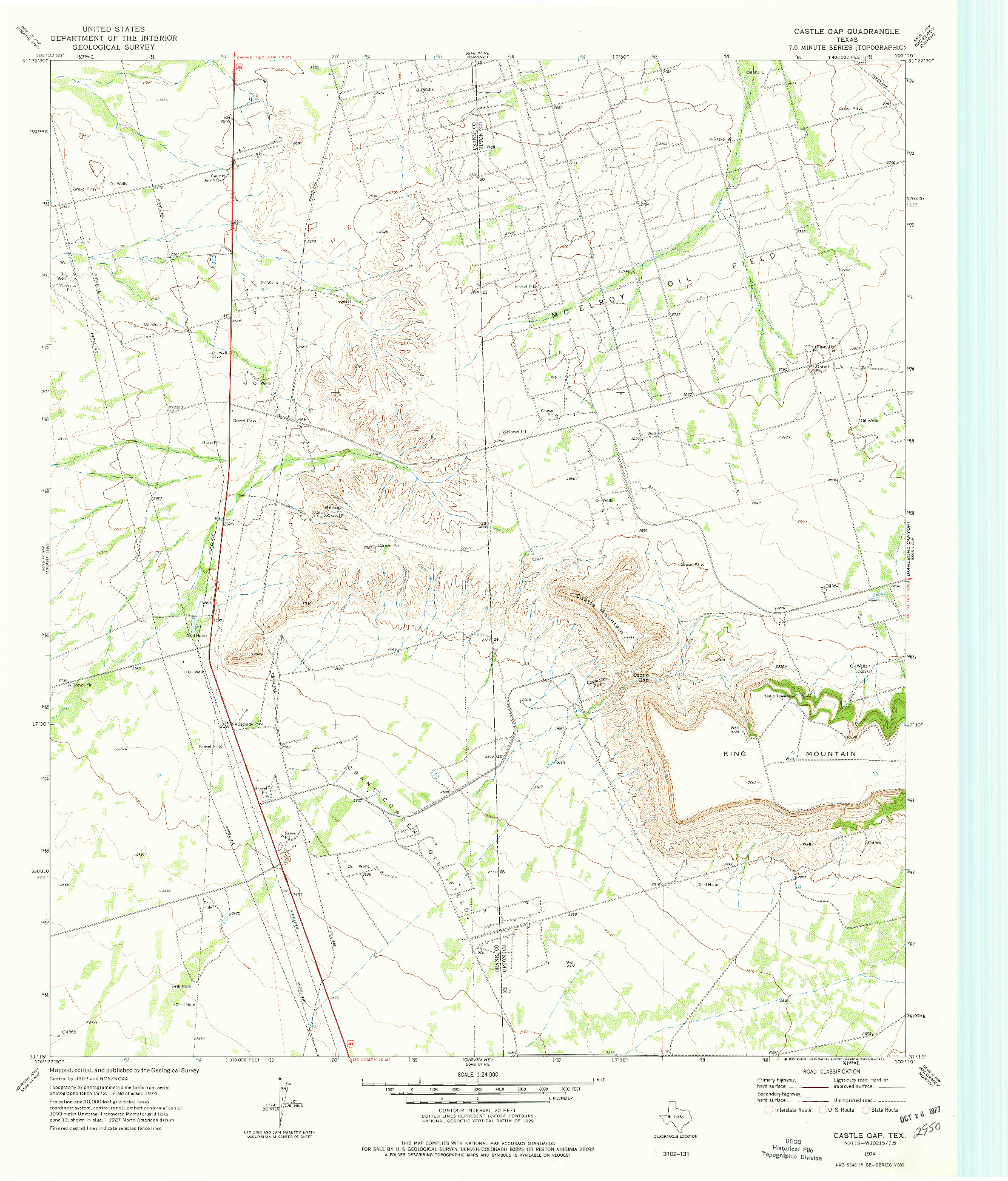 USGS 1:24000-SCALE QUADRANGLE FOR CASTLE GAP, TX 1974