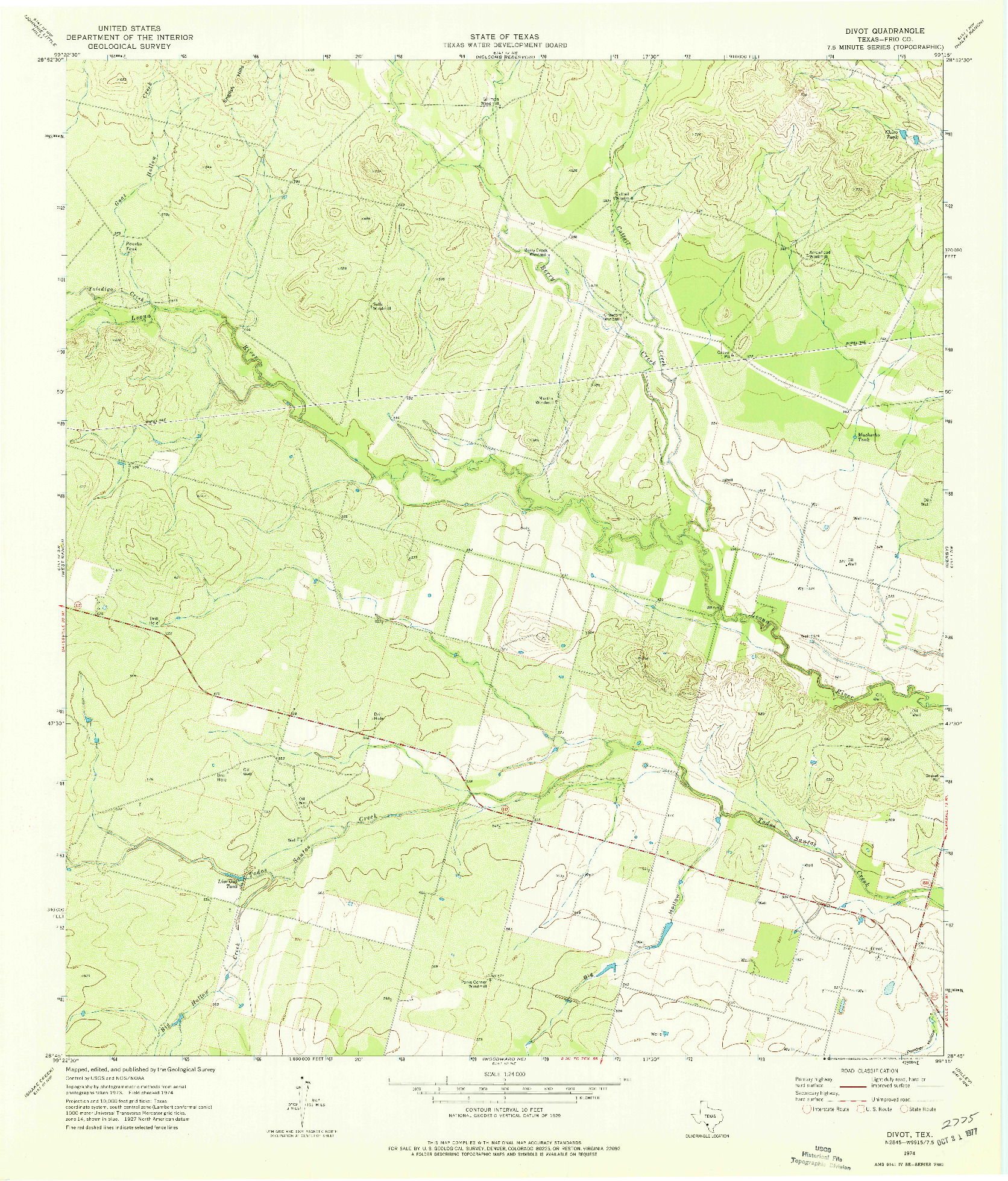 USGS 1:24000-SCALE QUADRANGLE FOR DIVOT, TX 1974