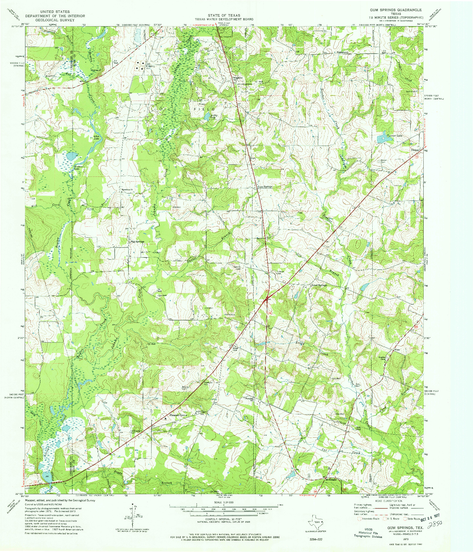 USGS 1:24000-SCALE QUADRANGLE FOR GUM SPRINGS, TX 1973