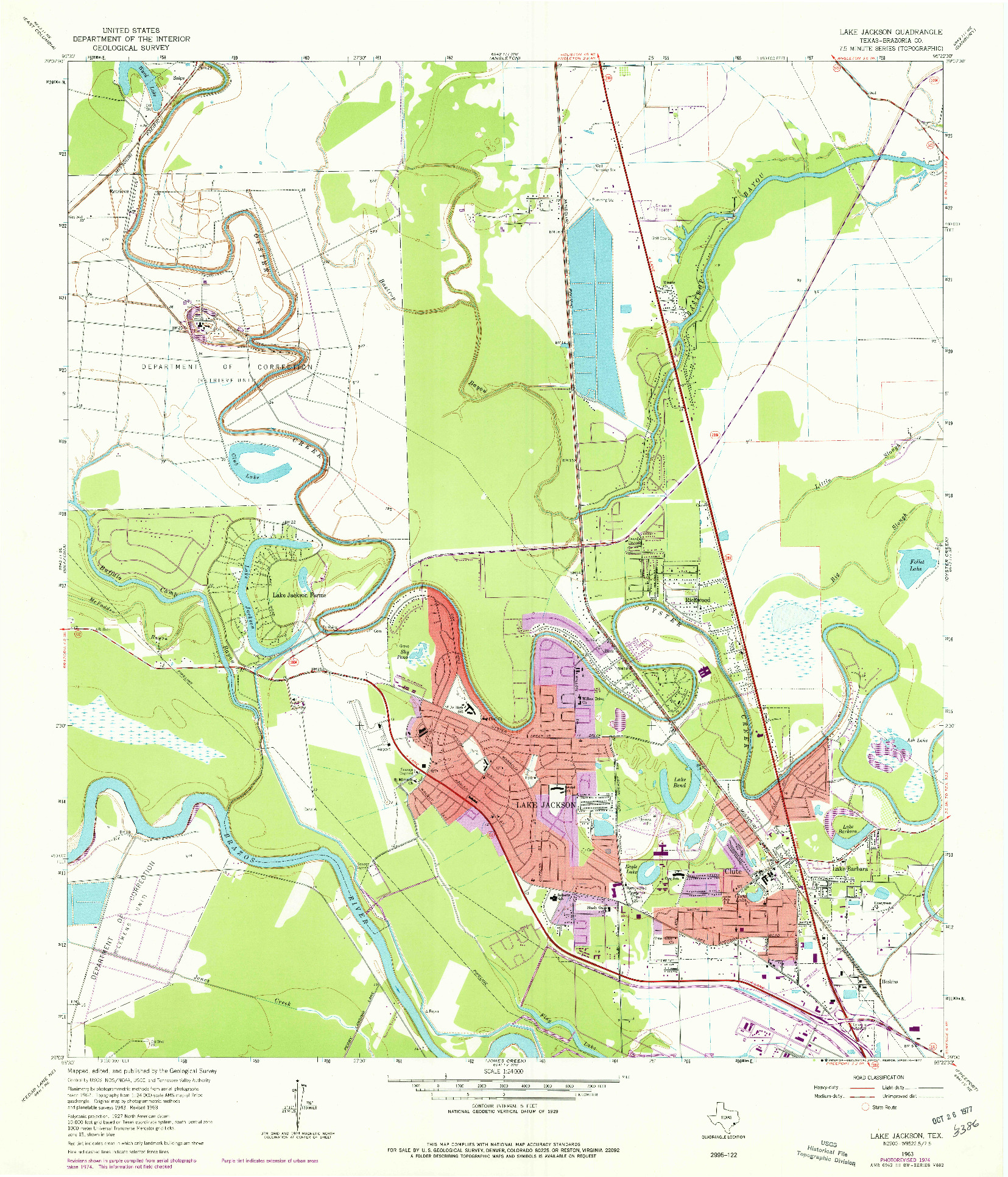 USGS 1:24000-SCALE QUADRANGLE FOR LAKE JACKSON, TX 1963