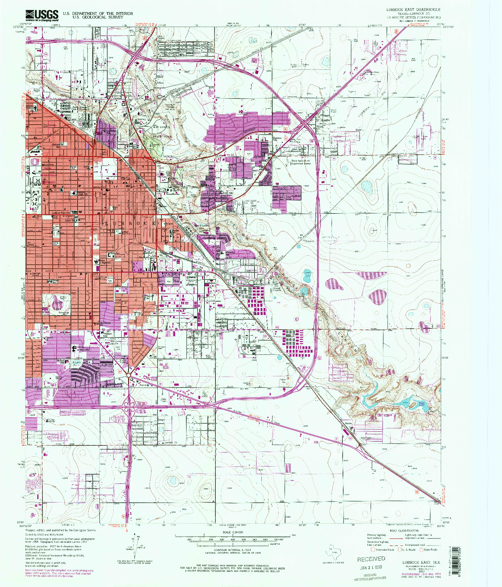 USGS 1:24000-SCALE QUADRANGLE FOR LUBBOCK EAST, TX 1957