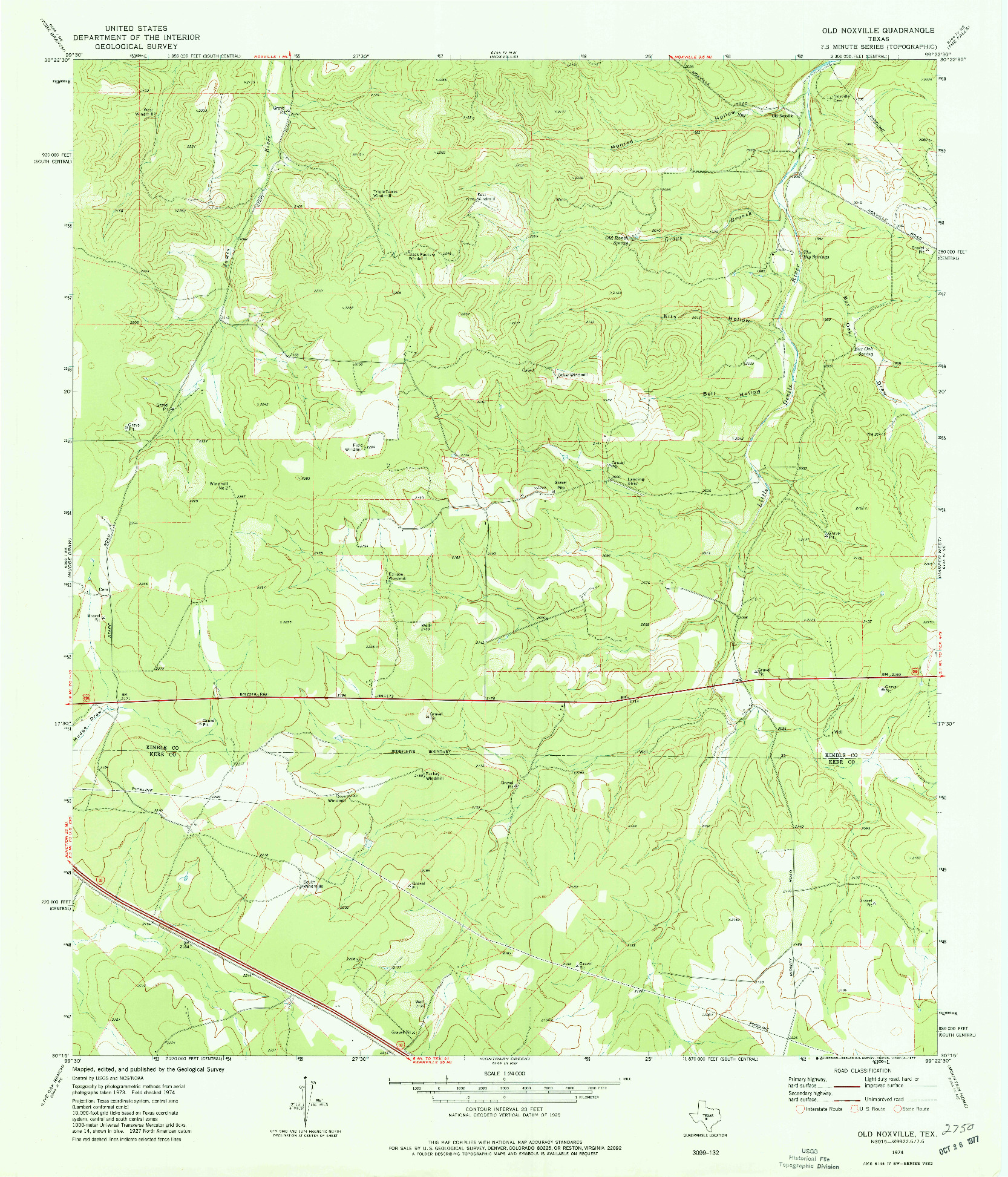 USGS 1:24000-SCALE QUADRANGLE FOR OLD NOXVILLE, TX 1974