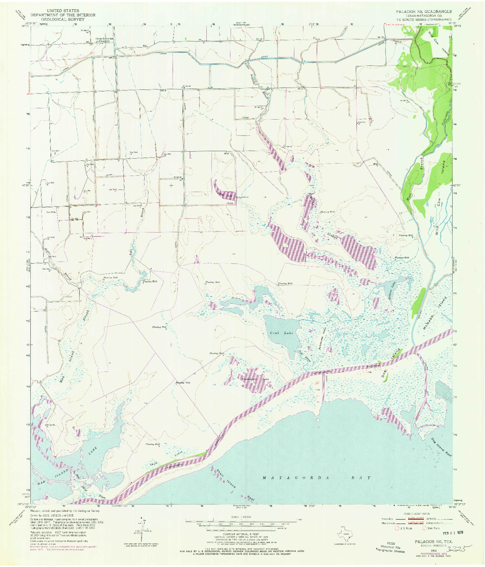 USGS 1:24000-SCALE QUADRANGLE FOR PALACIOS NE, TX 1952