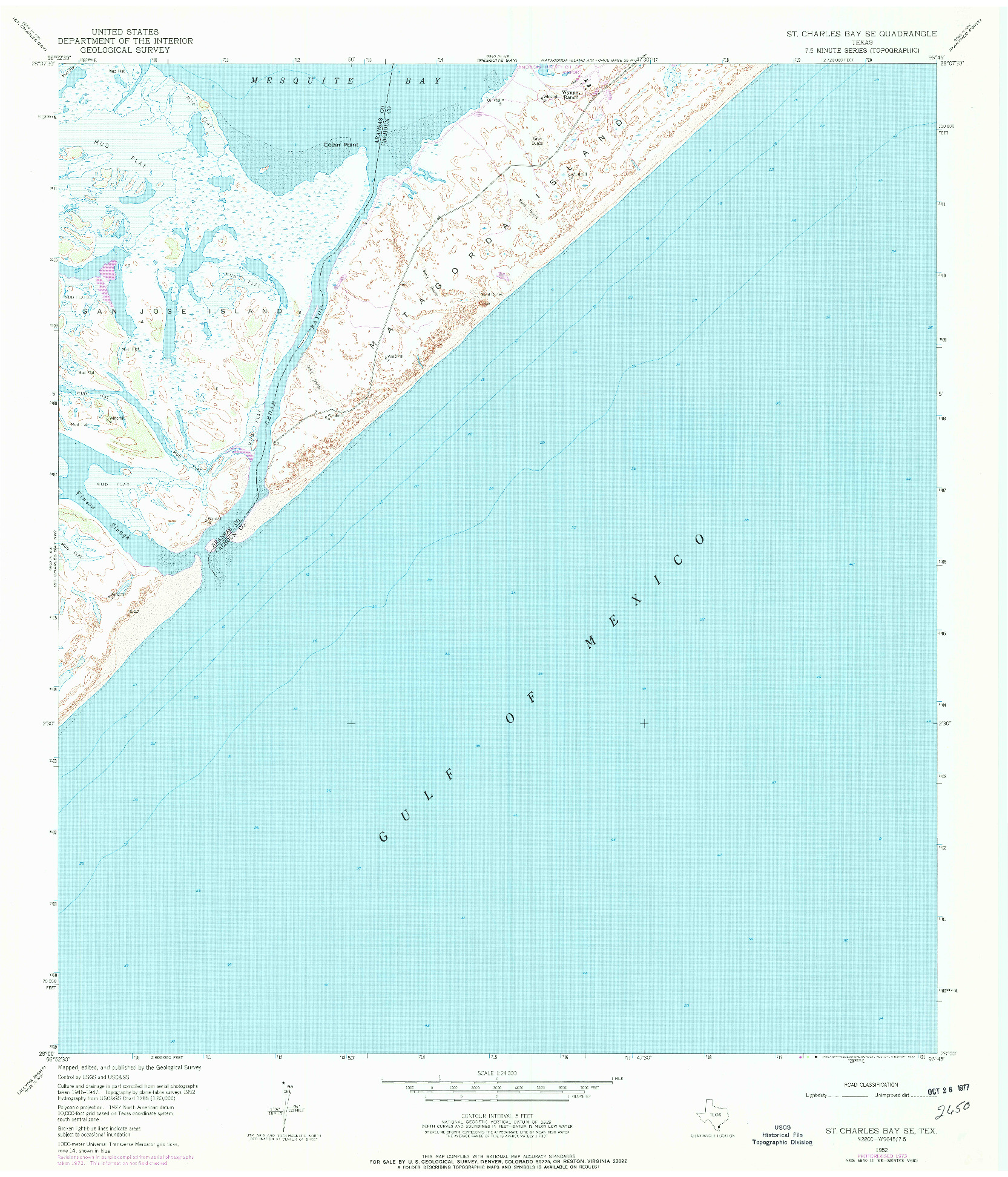 USGS 1:24000-SCALE QUADRANGLE FOR ST. CHARLES BAY SE, TX 1952