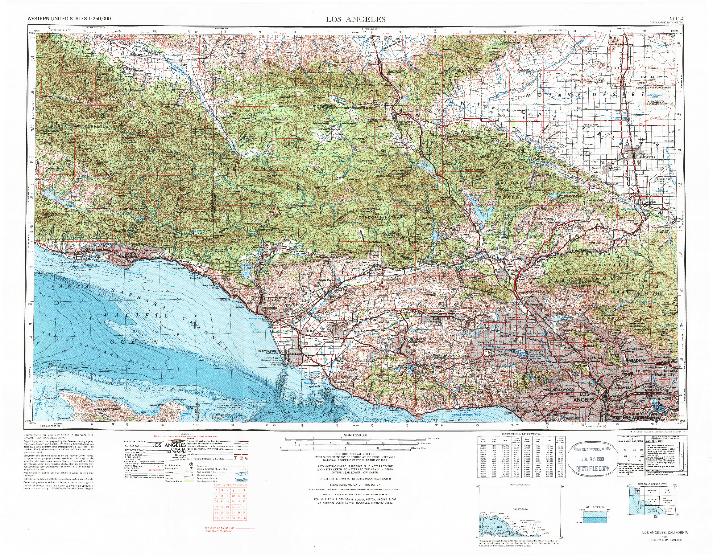 USGS 1:250000-SCALE QUADRANGLE FOR LOS ANGELES, CA 1975