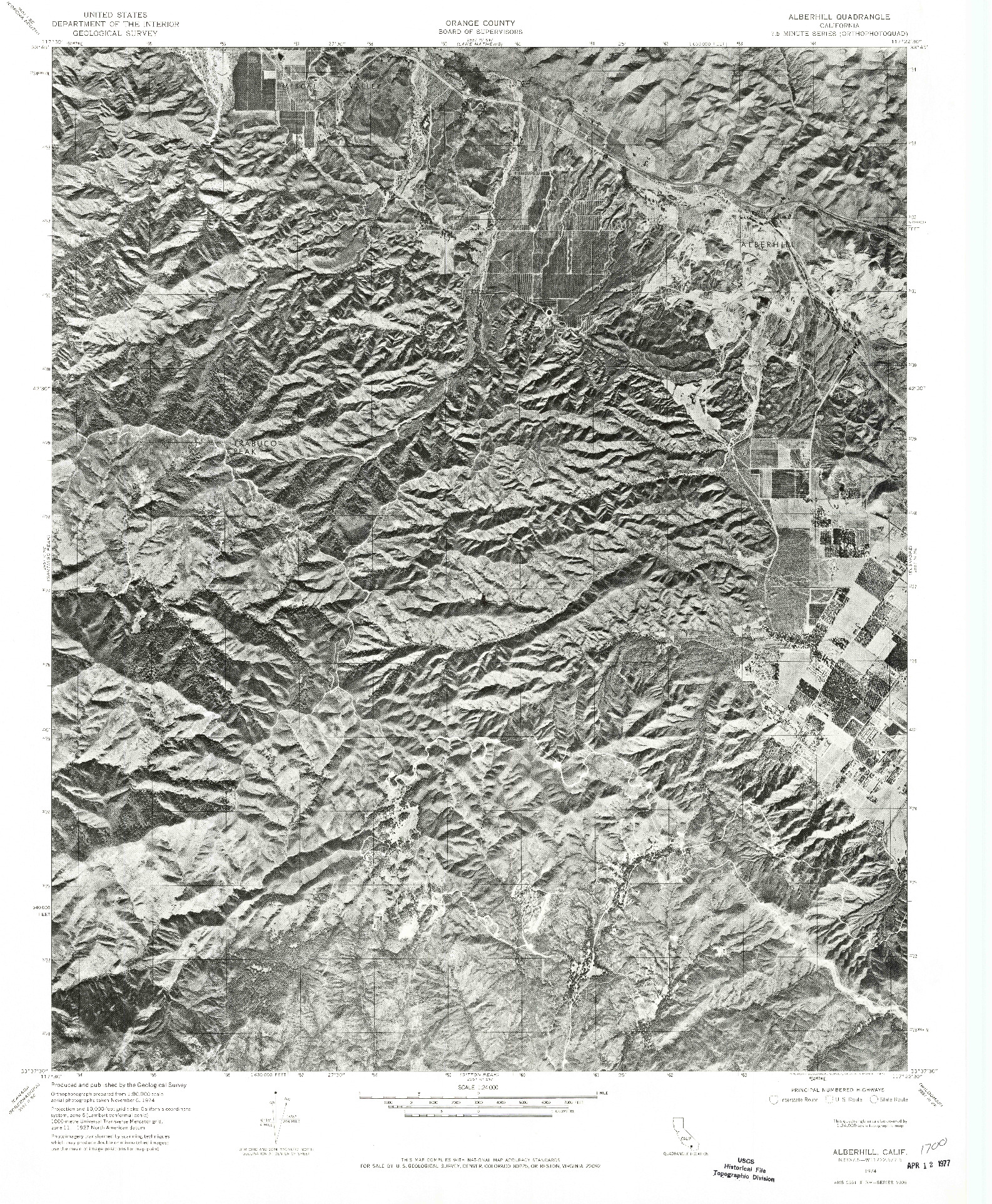 USGS 1:24000-SCALE QUADRANGLE FOR ALBERHILL, CA 1974