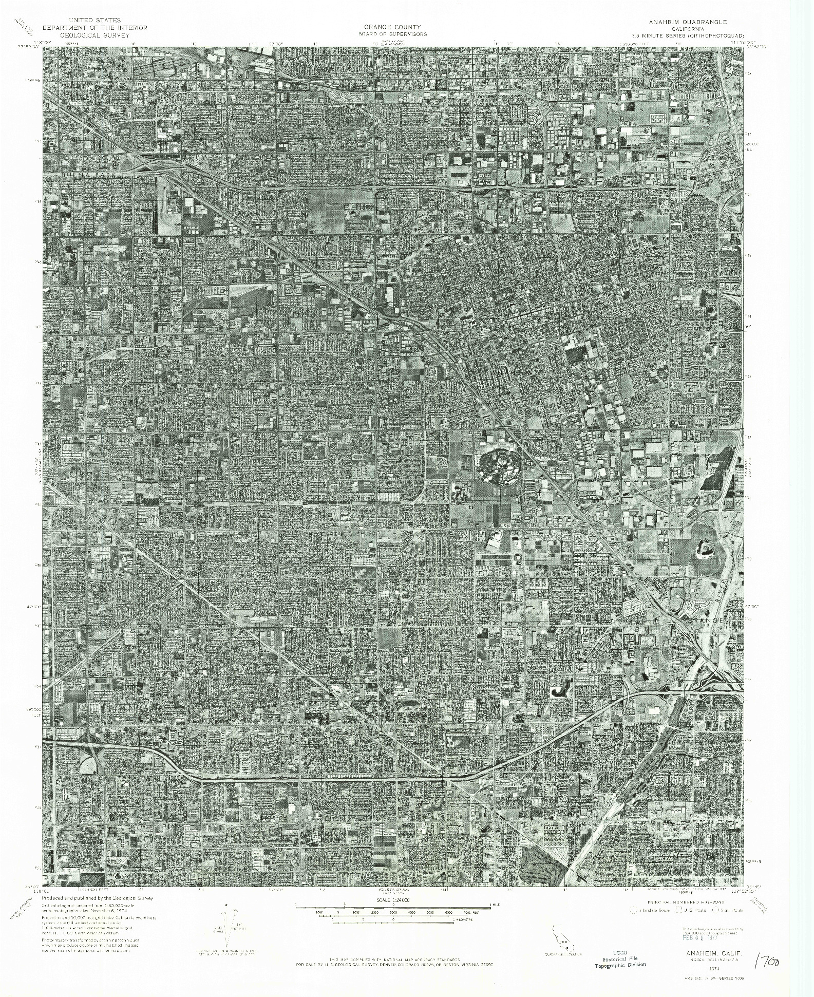 USGS 1:24000-SCALE QUADRANGLE FOR ANAHEIM, CA 1974