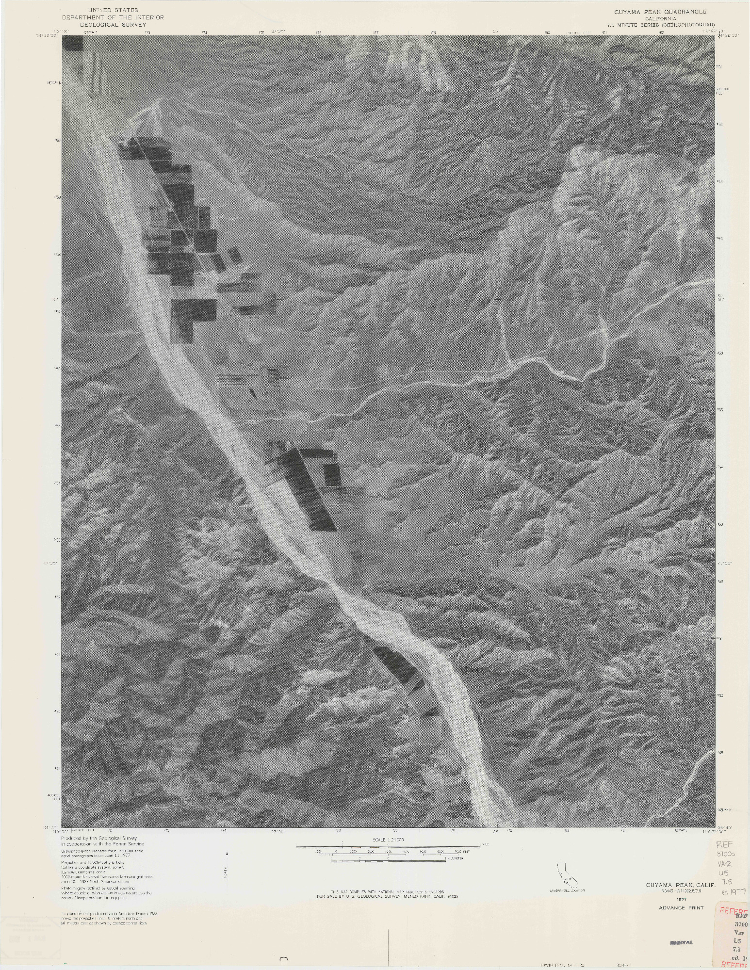 USGS 1:24000-SCALE QUADRANGLE FOR CUYAMA PEAK, CA 1977