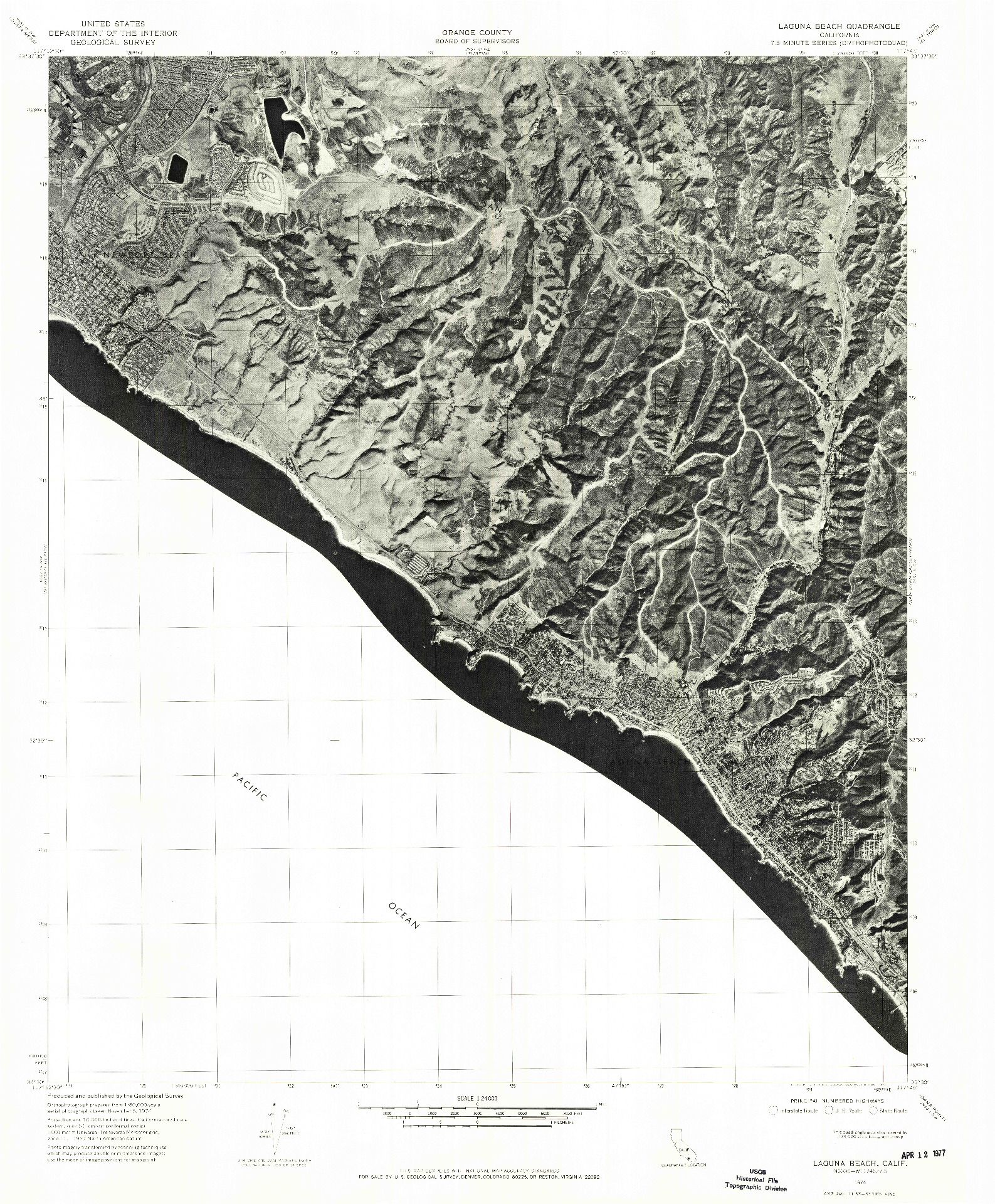 USGS 1:24000-SCALE QUADRANGLE FOR LAGUNA BEACH, CA 1974