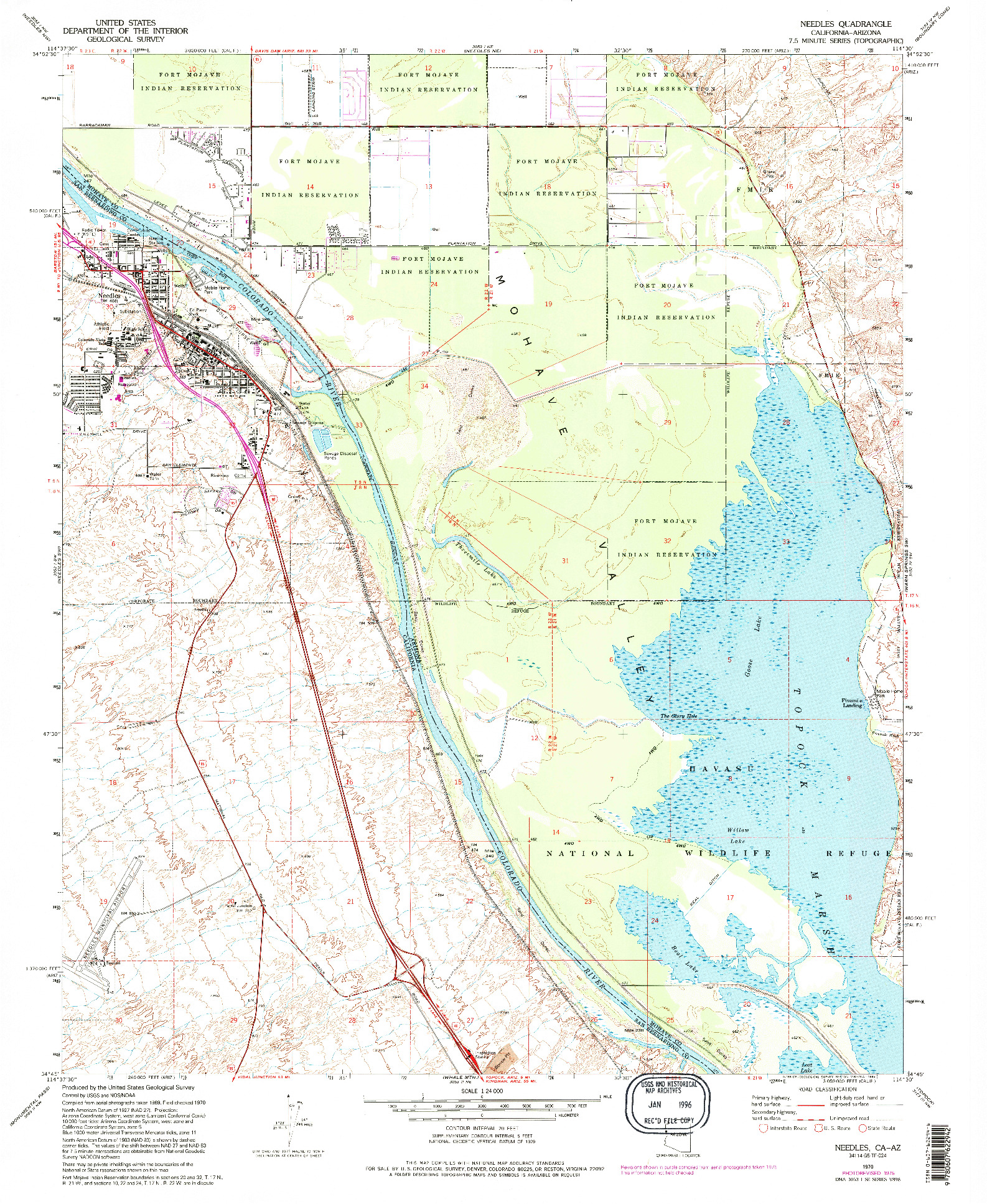 USGS 1:24000-SCALE QUADRANGLE FOR NEEDLES, CA 1970
