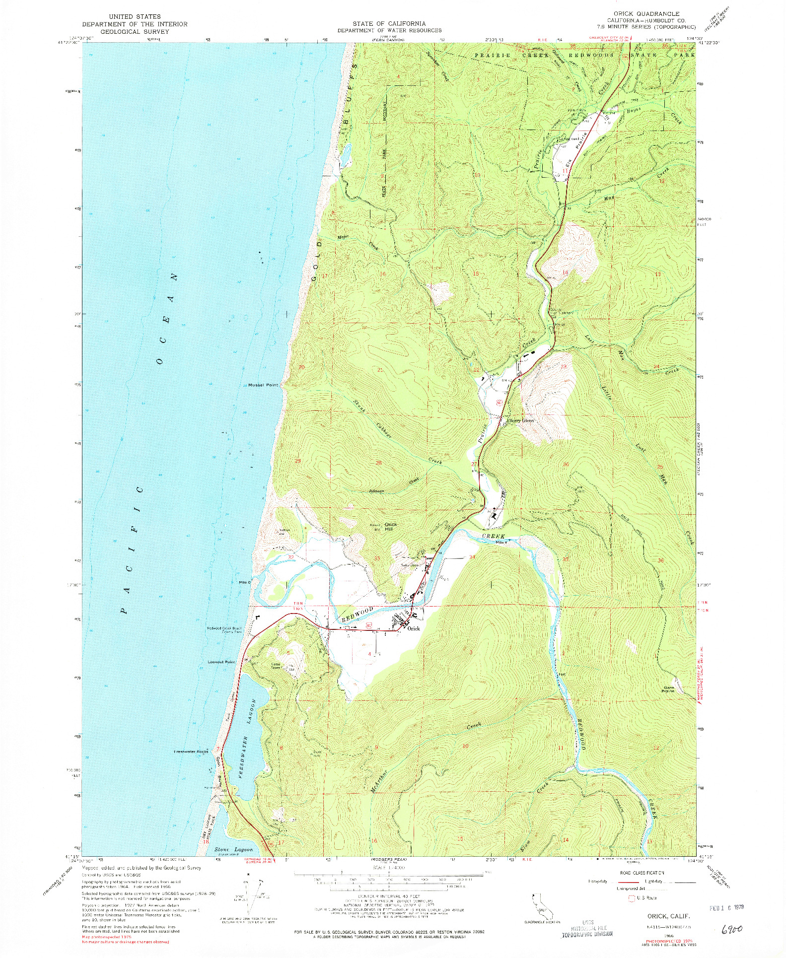 USGS 1:24000-SCALE QUADRANGLE FOR ORICK, CA 1966