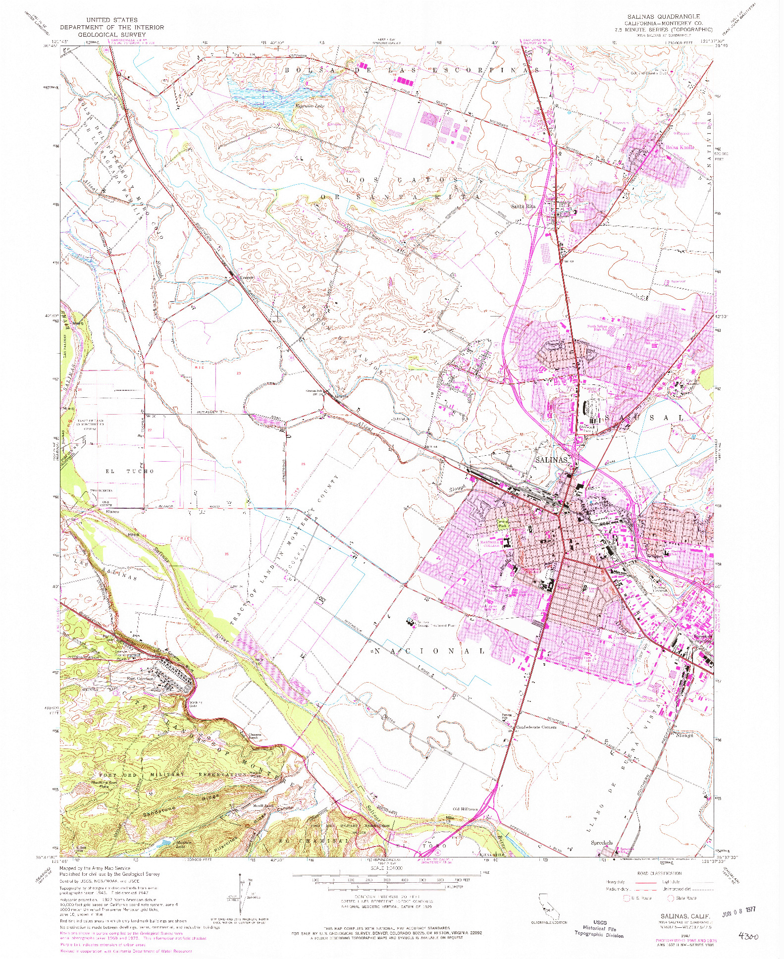 USGS 1:24000-SCALE QUADRANGLE FOR SALINAS, CA 1947