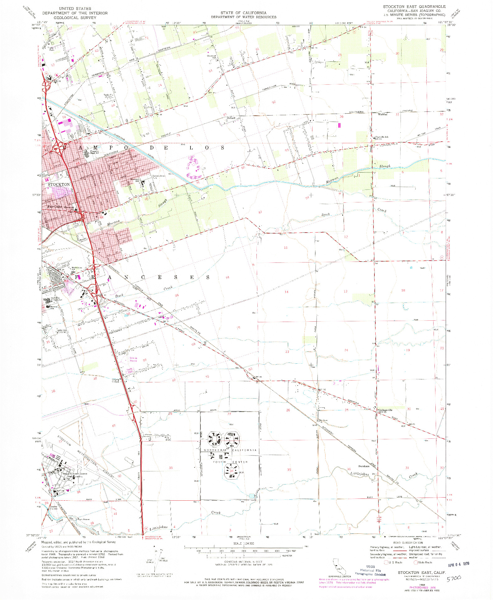 USGS 1:24000-SCALE QUADRANGLE FOR STOCKTON EAST, CA 1968