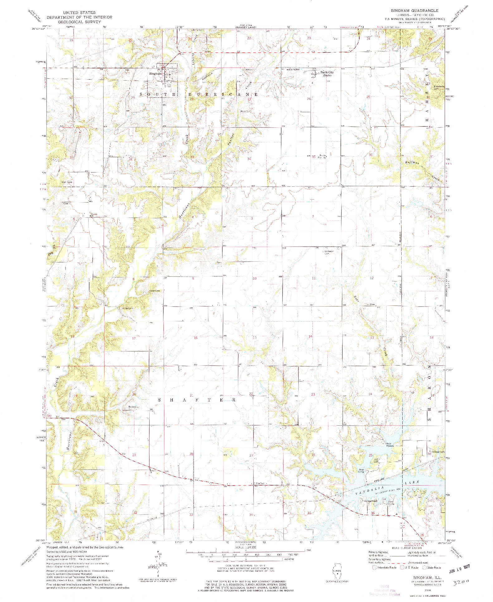 USGS 1:24000-SCALE QUADRANGLE FOR BINGHAM, IL 1974