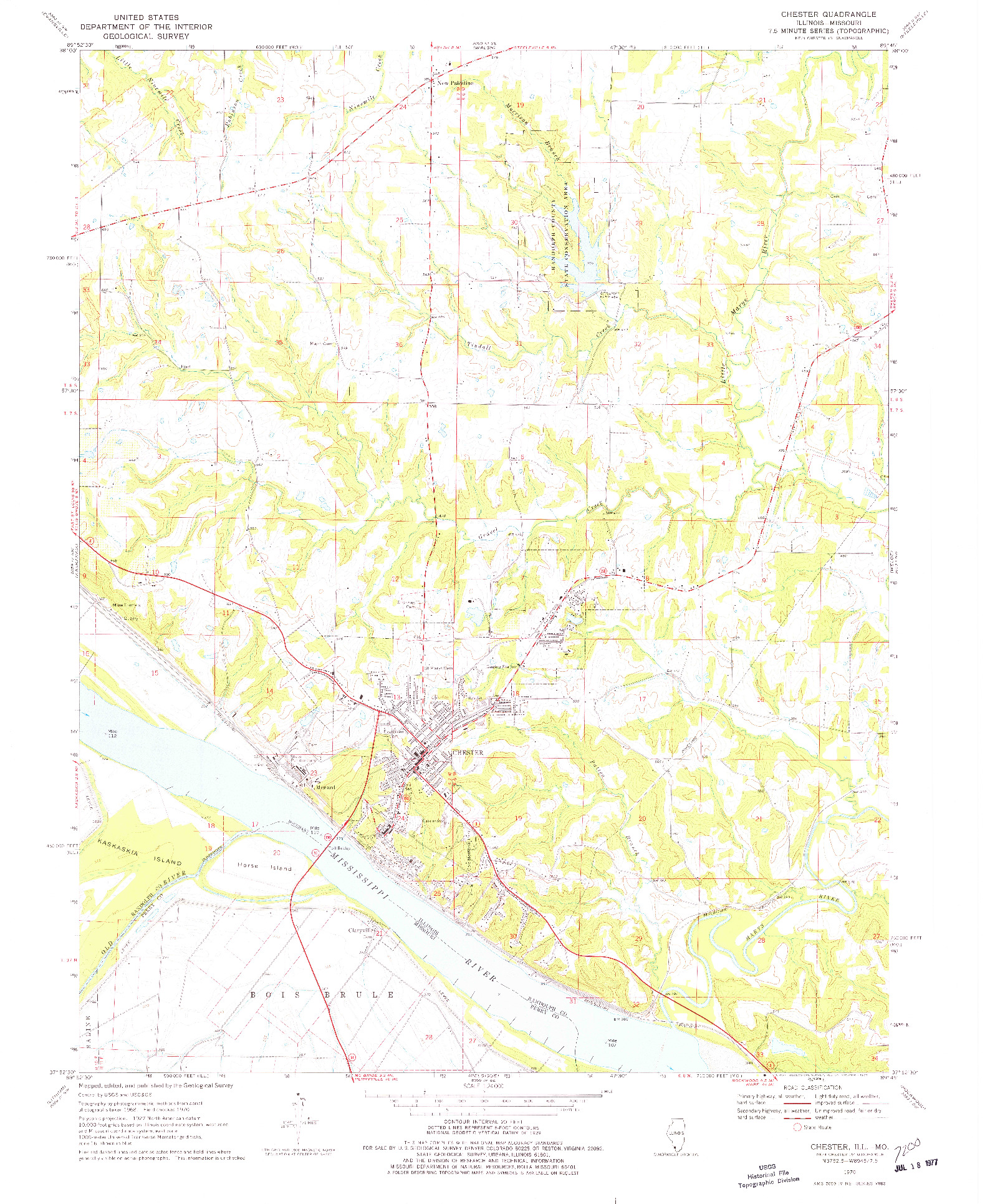 USGS 1:24000-SCALE QUADRANGLE FOR CHESTER, IL 1970