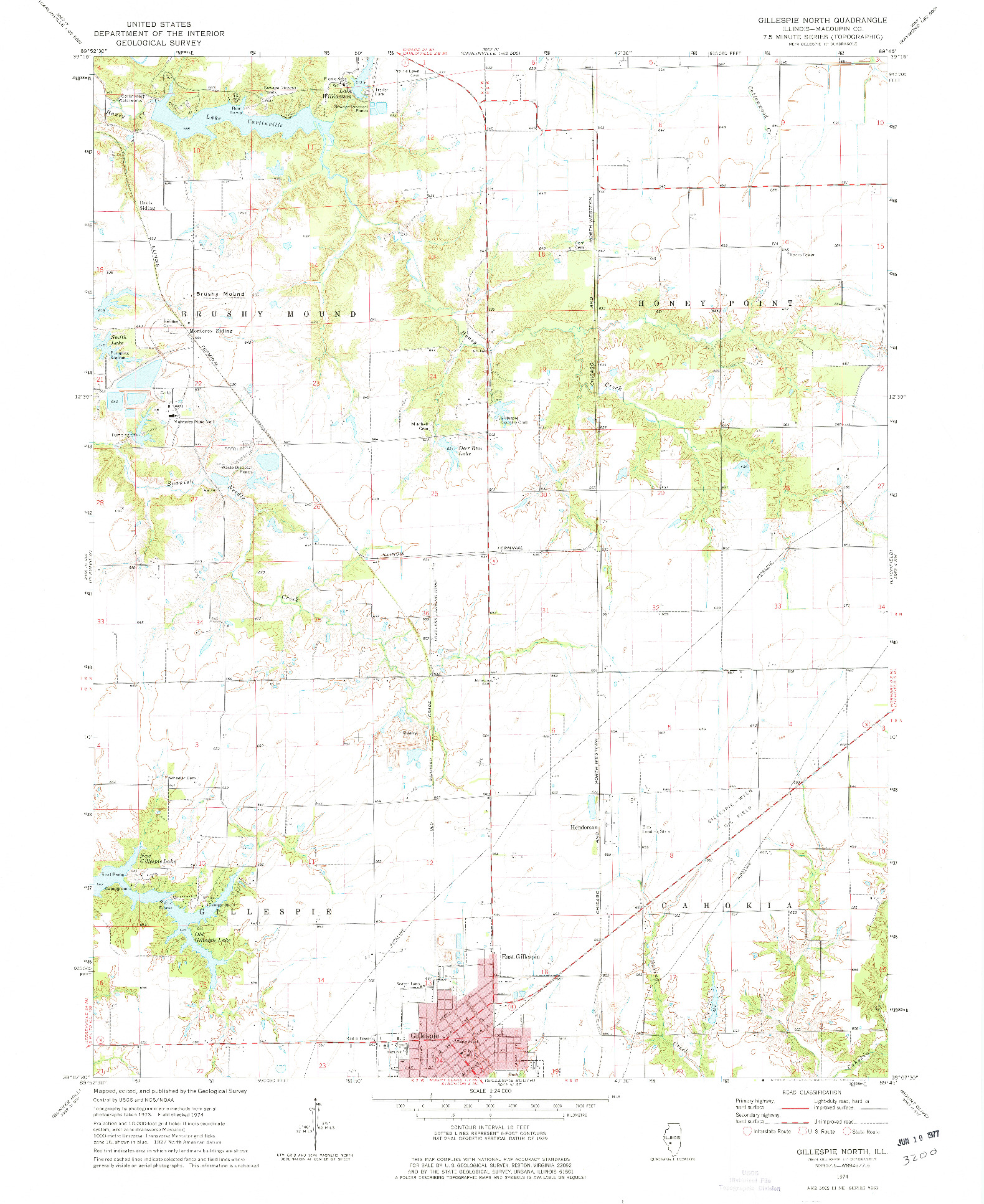 USGS 1:24000-SCALE QUADRANGLE FOR GILLESPIE NORTH, IL 1974