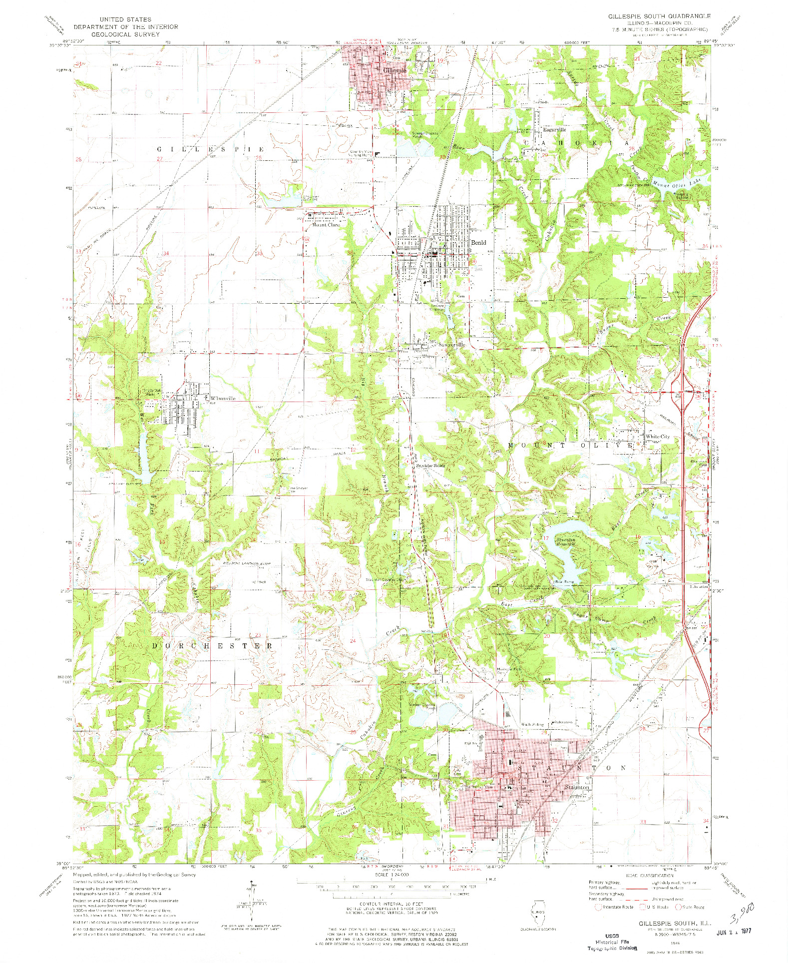 USGS 1:24000-SCALE QUADRANGLE FOR GILLESPIE SOUTH, IL 1974